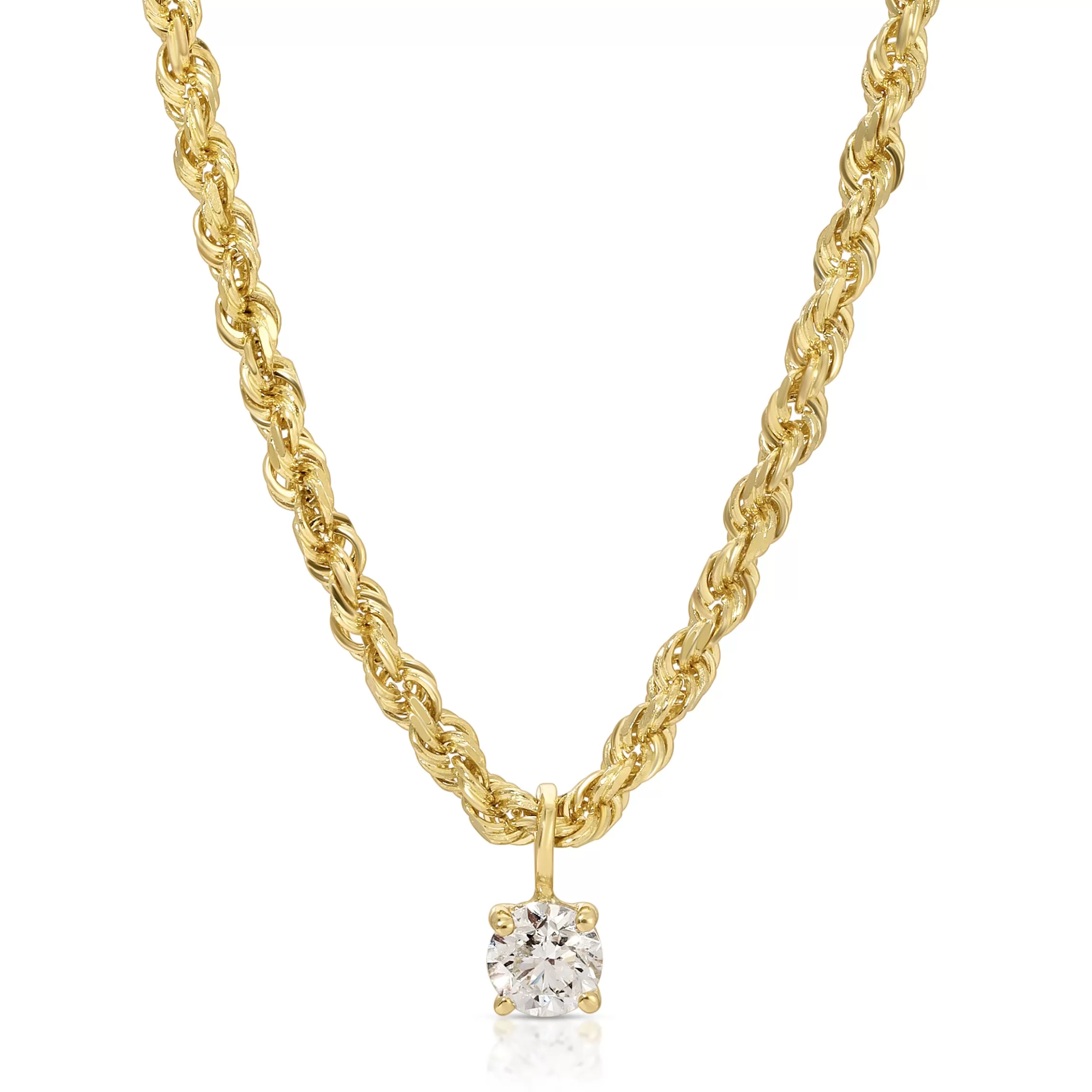 Anita Ko ROPE CHAIN WITH ROUND DIAMOND PENDANT