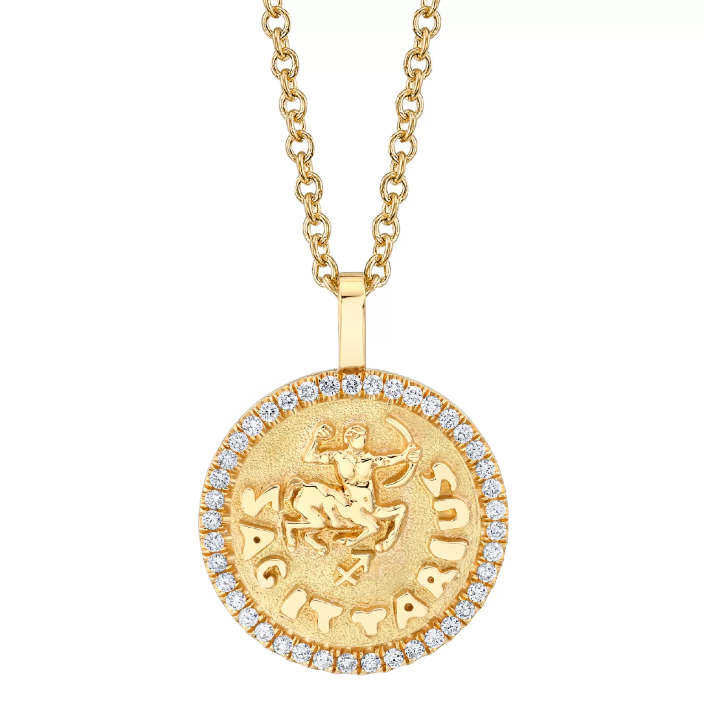 Anita Ko SAGITTARIUS ZODIAC COIN PENDANT WITH DIAMOND FRAME