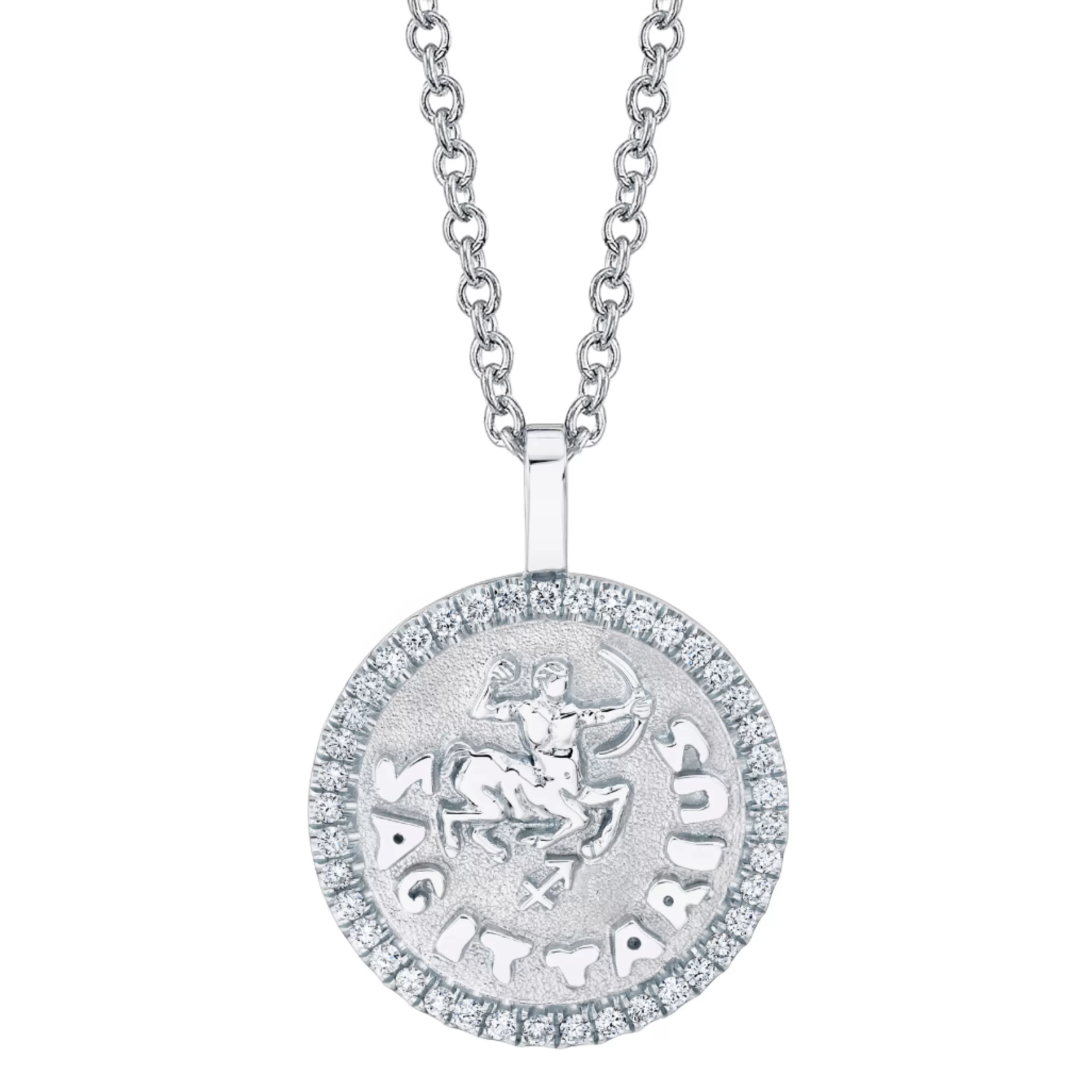 Anita Ko SAGITTARIUS ZODIAC COIN PENDANT WITH DIAMOND FRAME