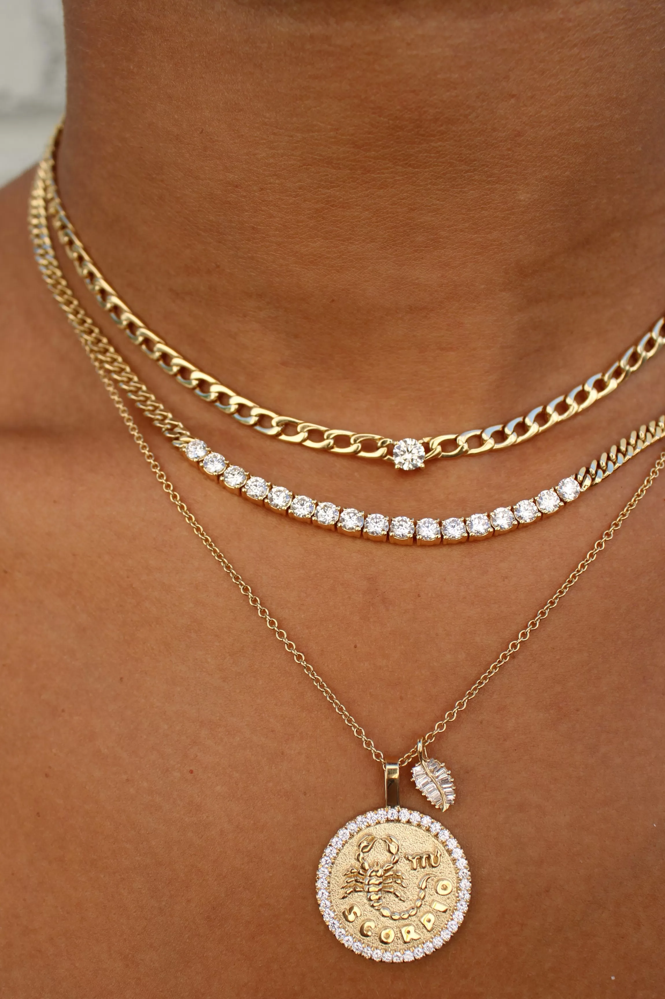 Anita Ko SCORPIO ZODIAC COIN PENDANT WITH DIAMOND FRAME