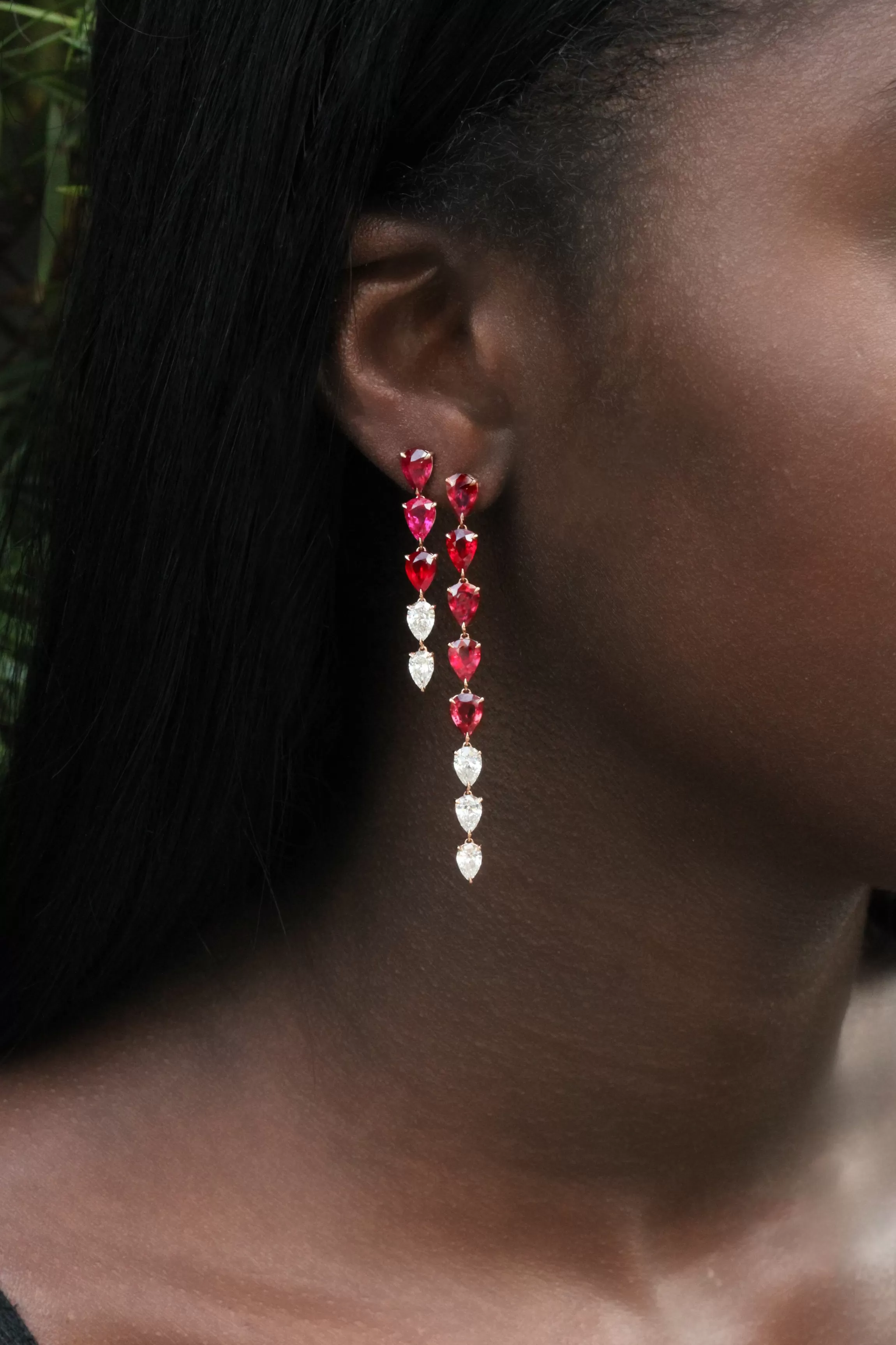 Anita Ko SHORT RUBY AND DIAMOND PEAR DROP EARRINGS