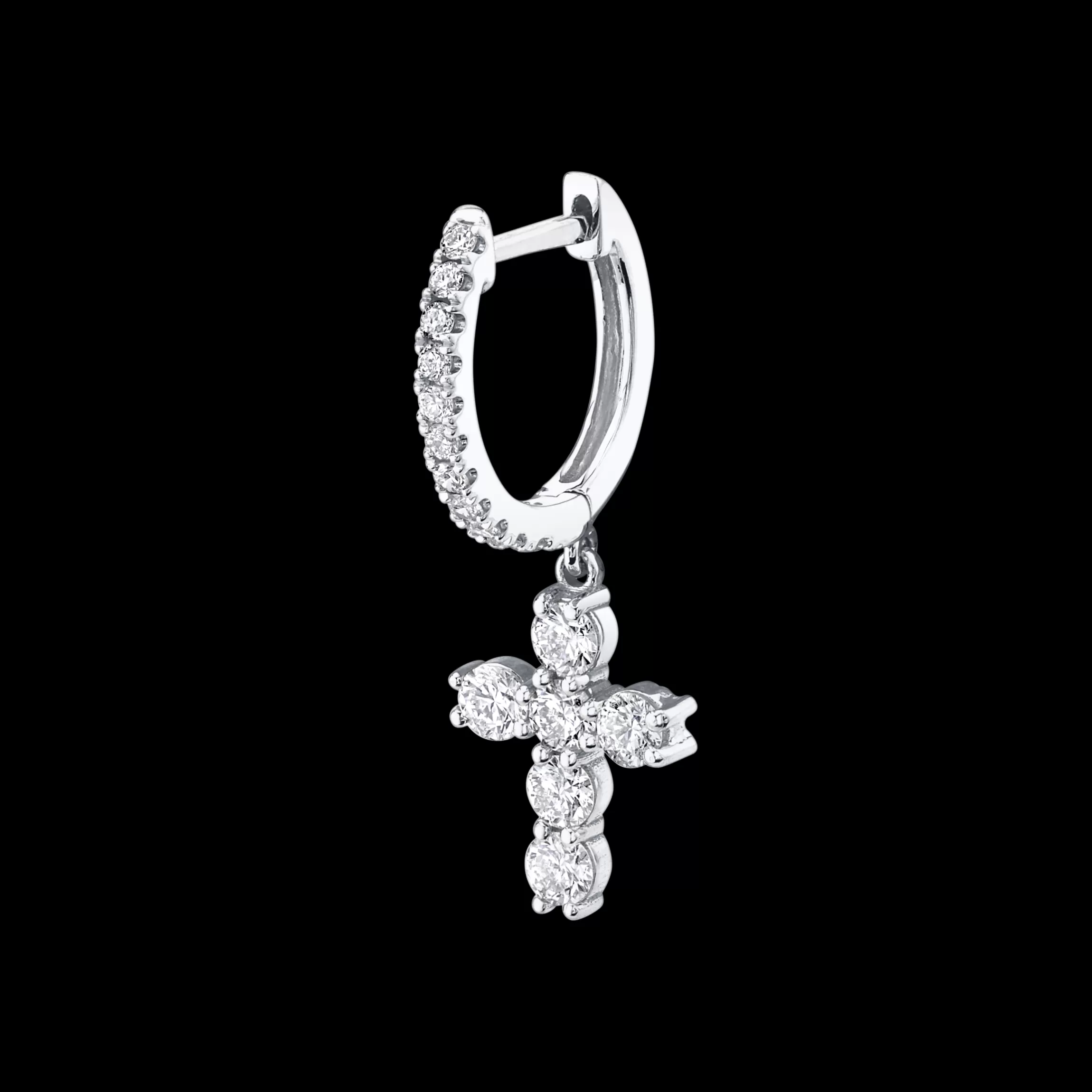 Anita Ko SINGLE DIAMOND HUGGIE WITH DIAMOND CROSS