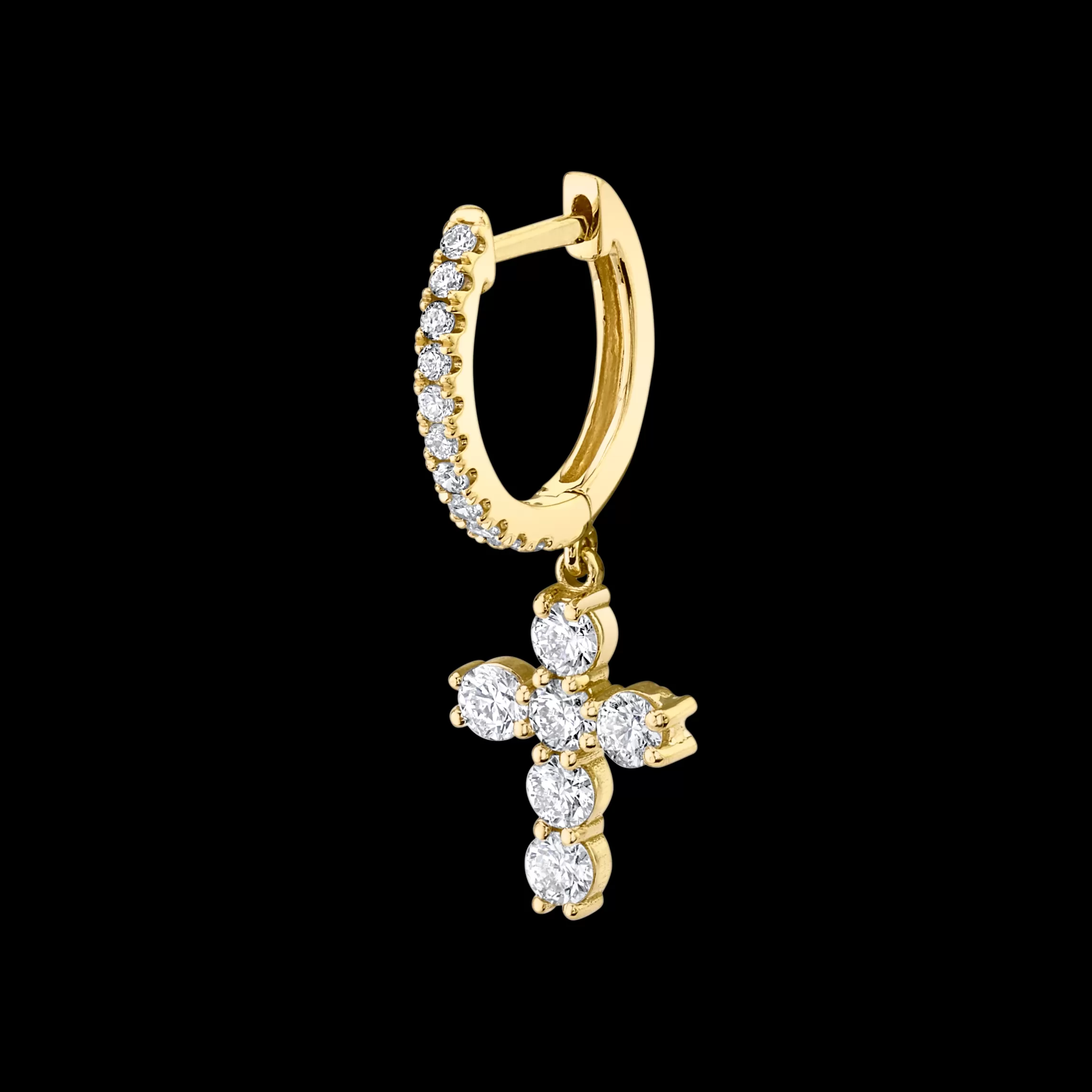 Anita Ko SINGLE DIAMOND HUGGIE WITH DIAMOND CROSS