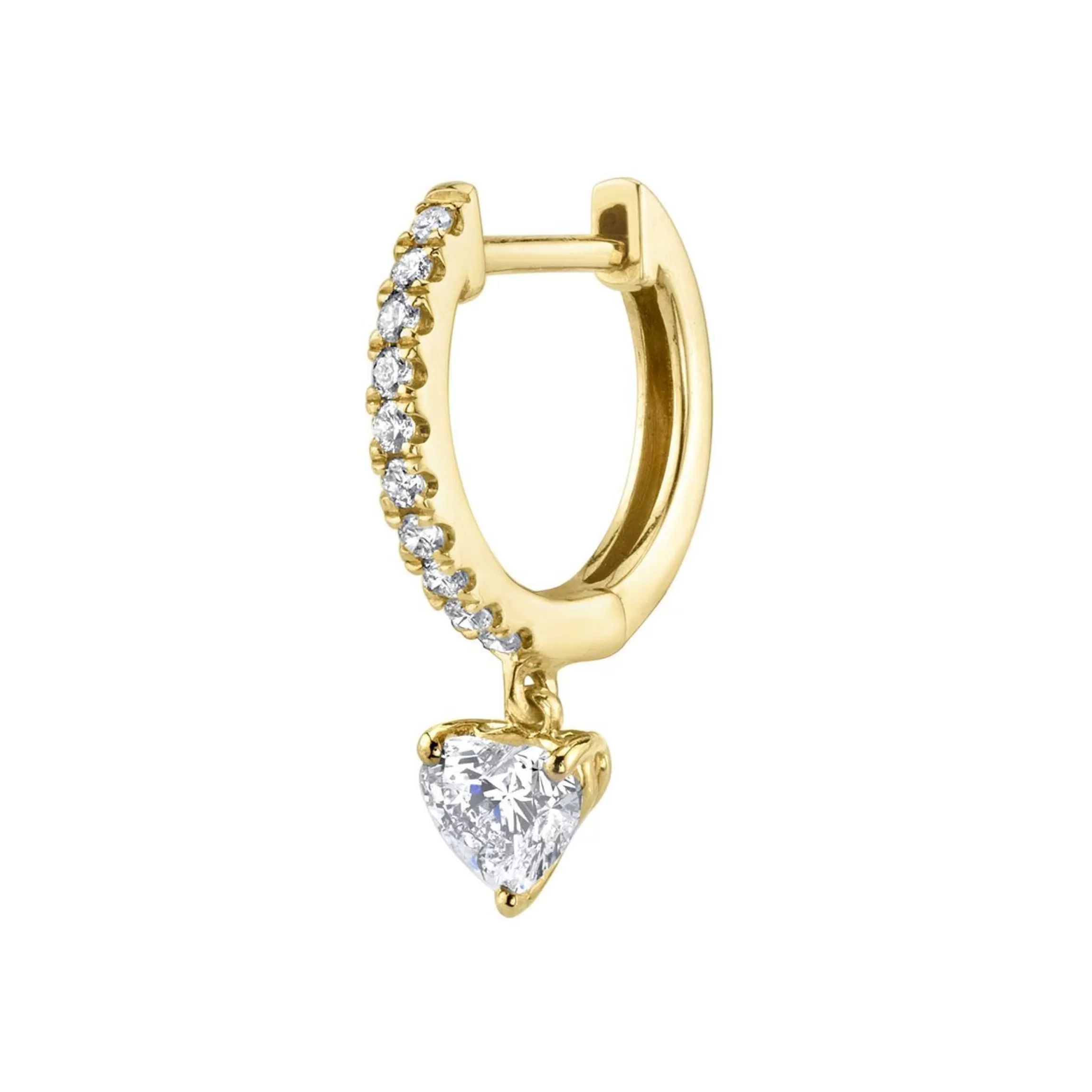 Anita Ko SINGLE DIAMOND HUGGIE WITH DIAMOND HEART DROP