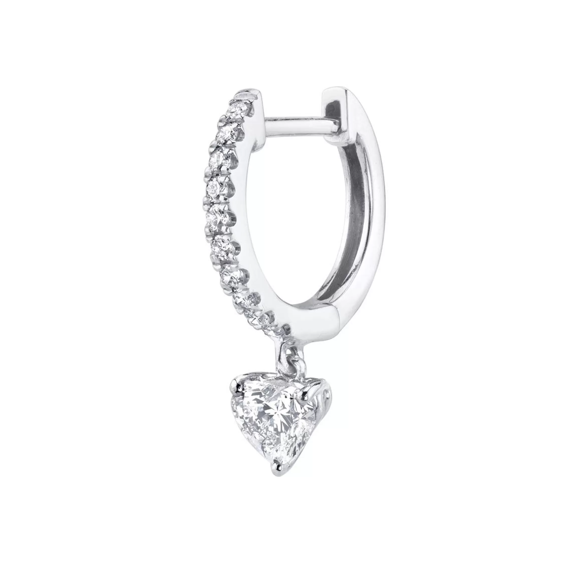 Anita Ko SINGLE DIAMOND HUGGIE WITH DIAMOND HEART DROP