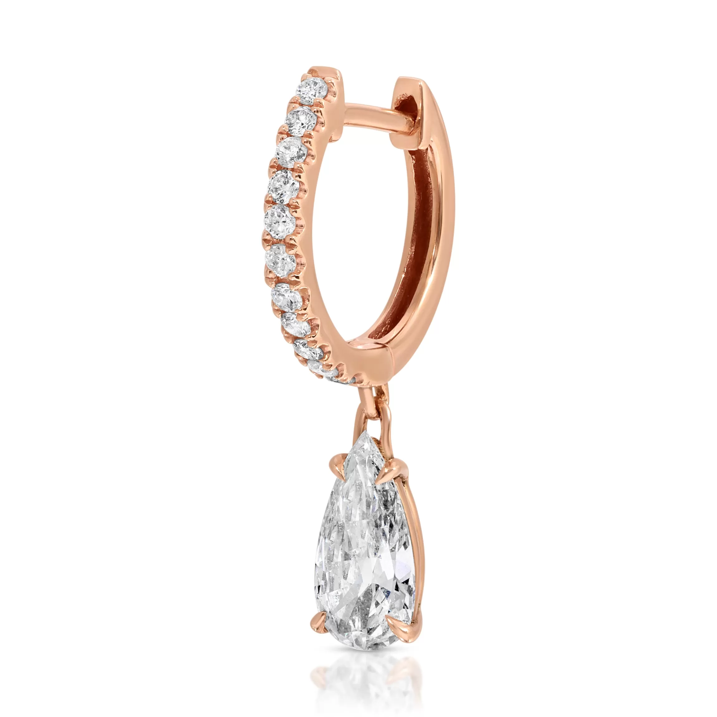 Anita Ko SINGLE DIAMOND HUGGIE WITH OLD MINE PEAR DIAMOND DROP