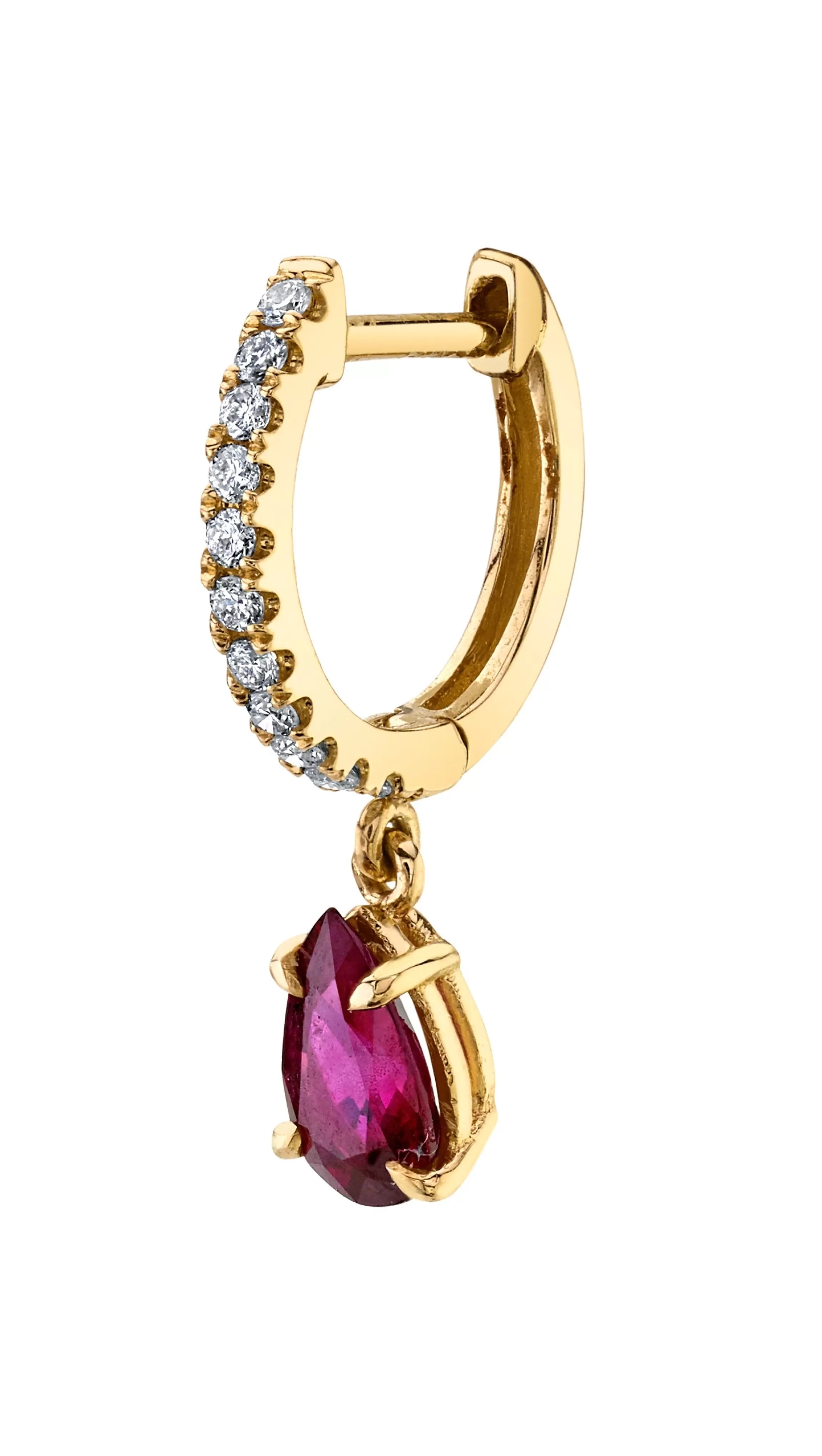 Anita Ko SINGLE DIAMOND HUGGIE WITH PEAR-SHAPED RUBY DROP