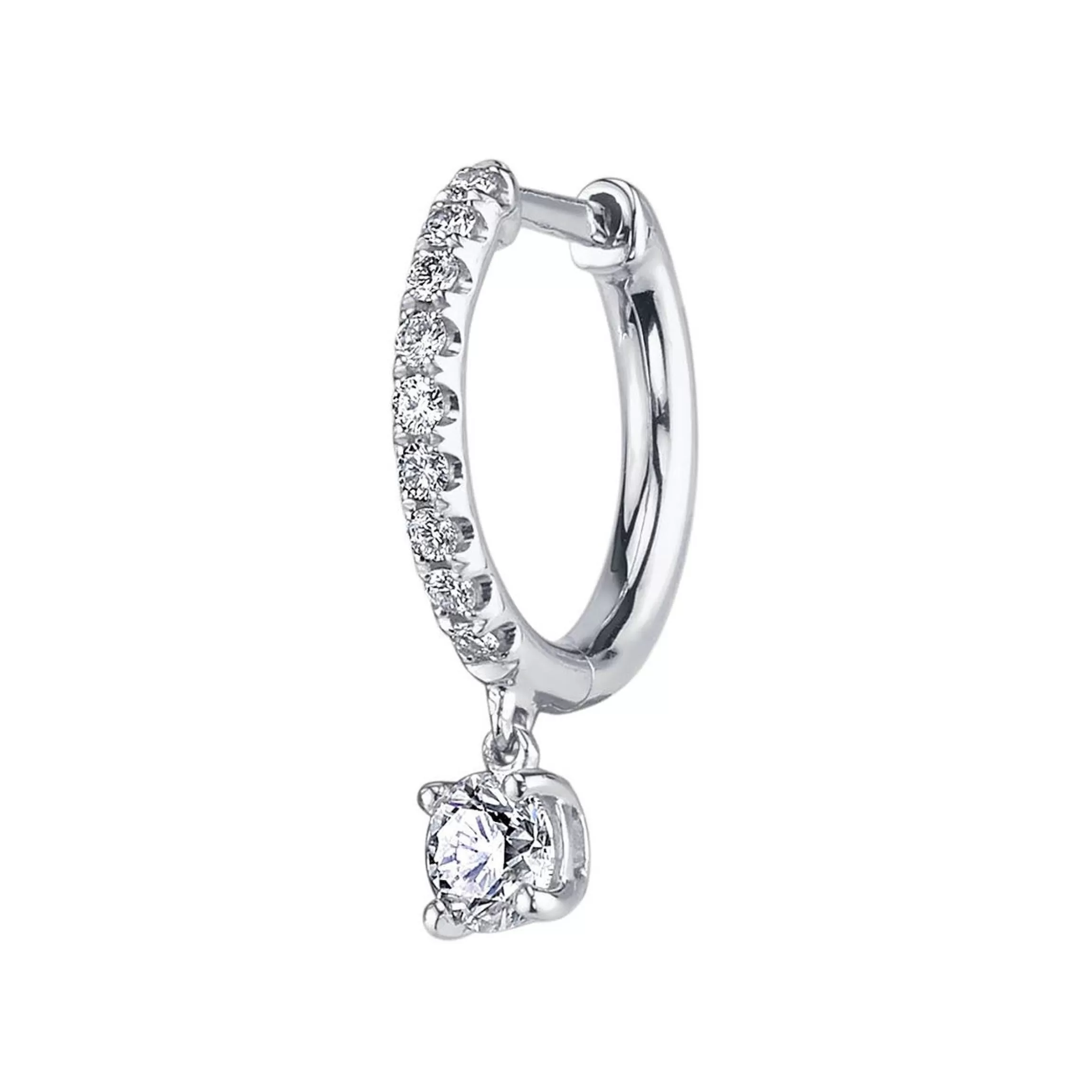 Anita Ko SINGLE DIAMOND HUGGIE WITH ROUND DIAMOND DROP