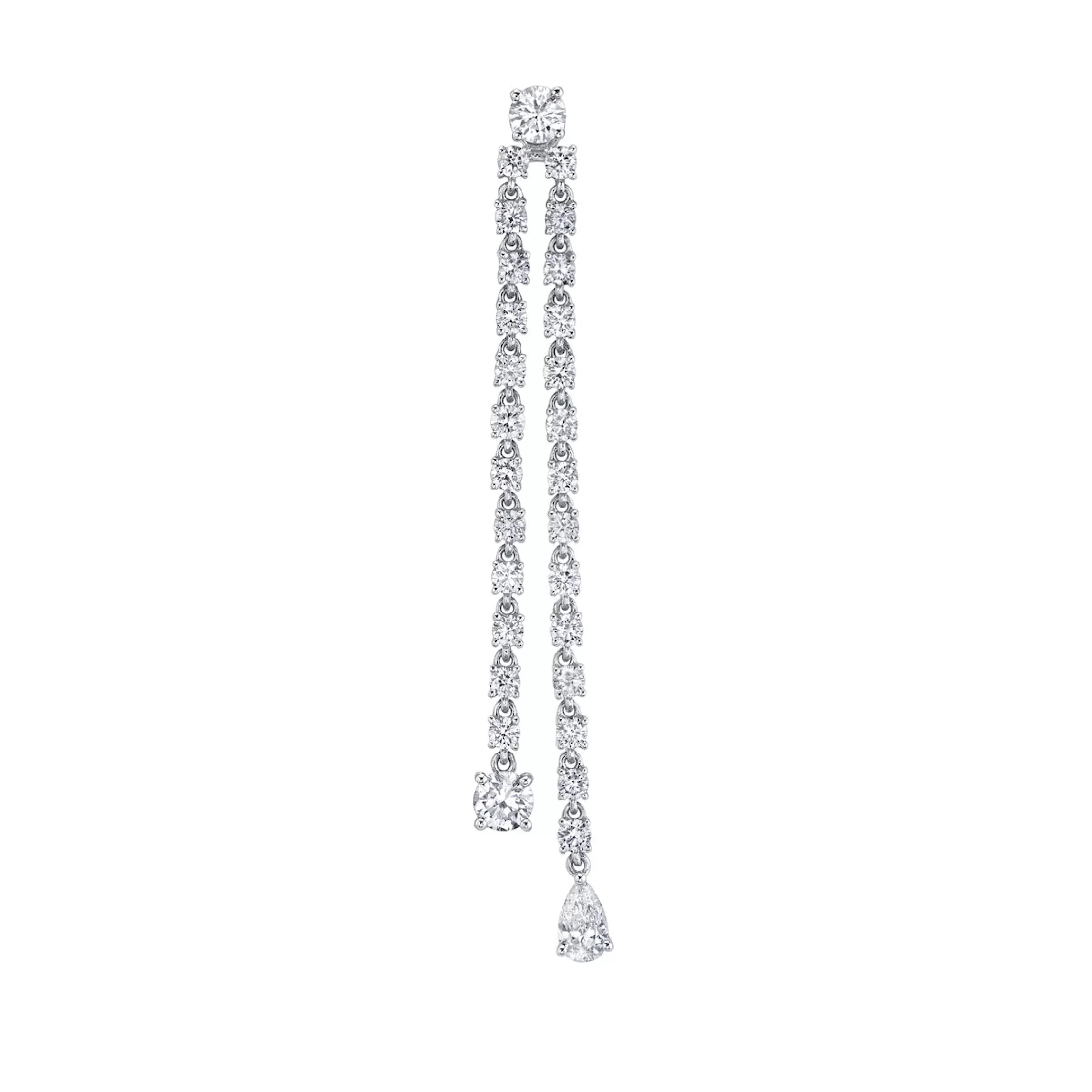 Anita Ko SINGLE DOUBLE DRAPED DIAMOND ROPE EARRING WITH ROUND AND PEAR DIAMOND DROPS