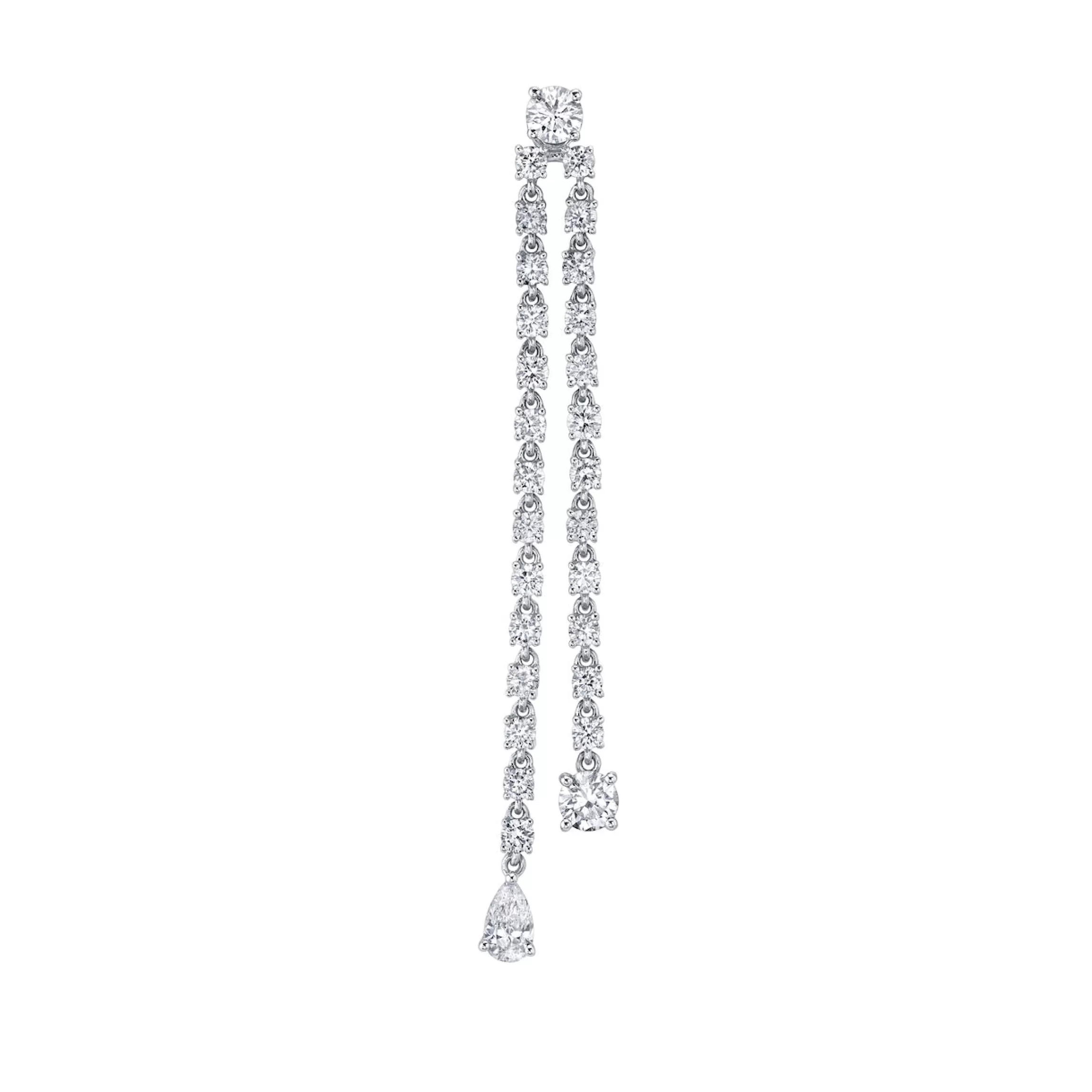 Anita Ko SINGLE DOUBLE DRAPED DIAMOND ROPE EARRING WITH ROUND AND PEAR DIAMOND DROPS