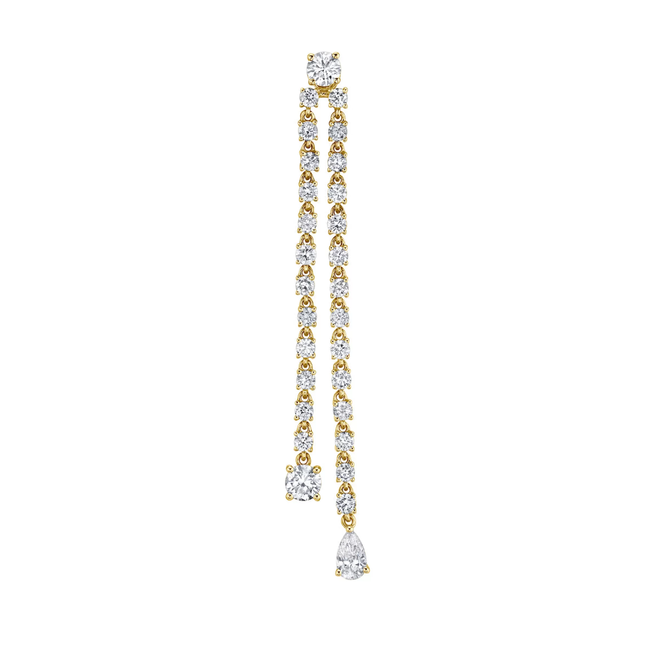 Anita Ko SINGLE DOUBLE DRAPED DIAMOND ROPE EARRING WITH ROUND AND PEAR DIAMOND DROPS