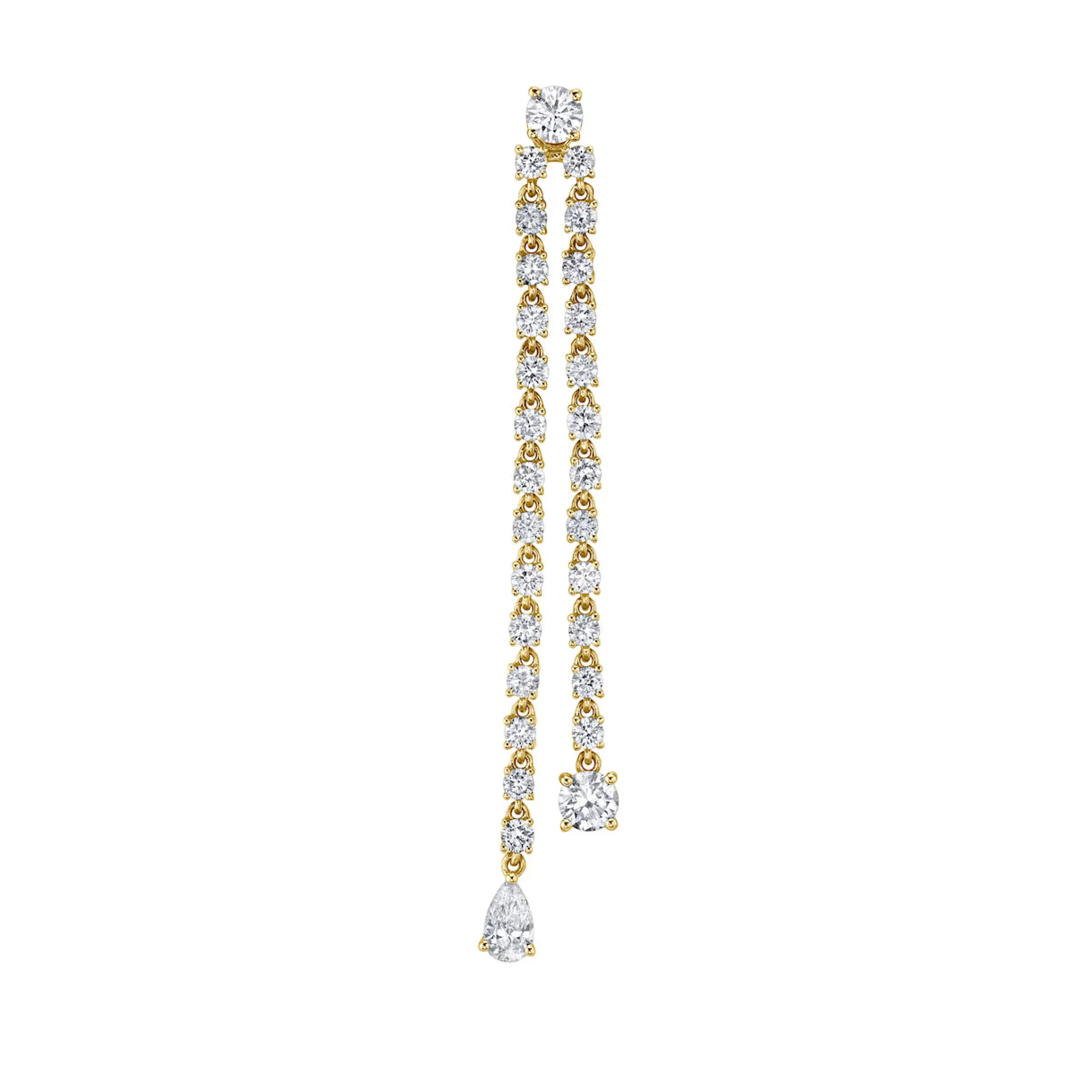 Anita Ko SINGLE DOUBLE DRAPED DIAMOND ROPE EARRING WITH ROUND AND PEAR DIAMOND DROPS