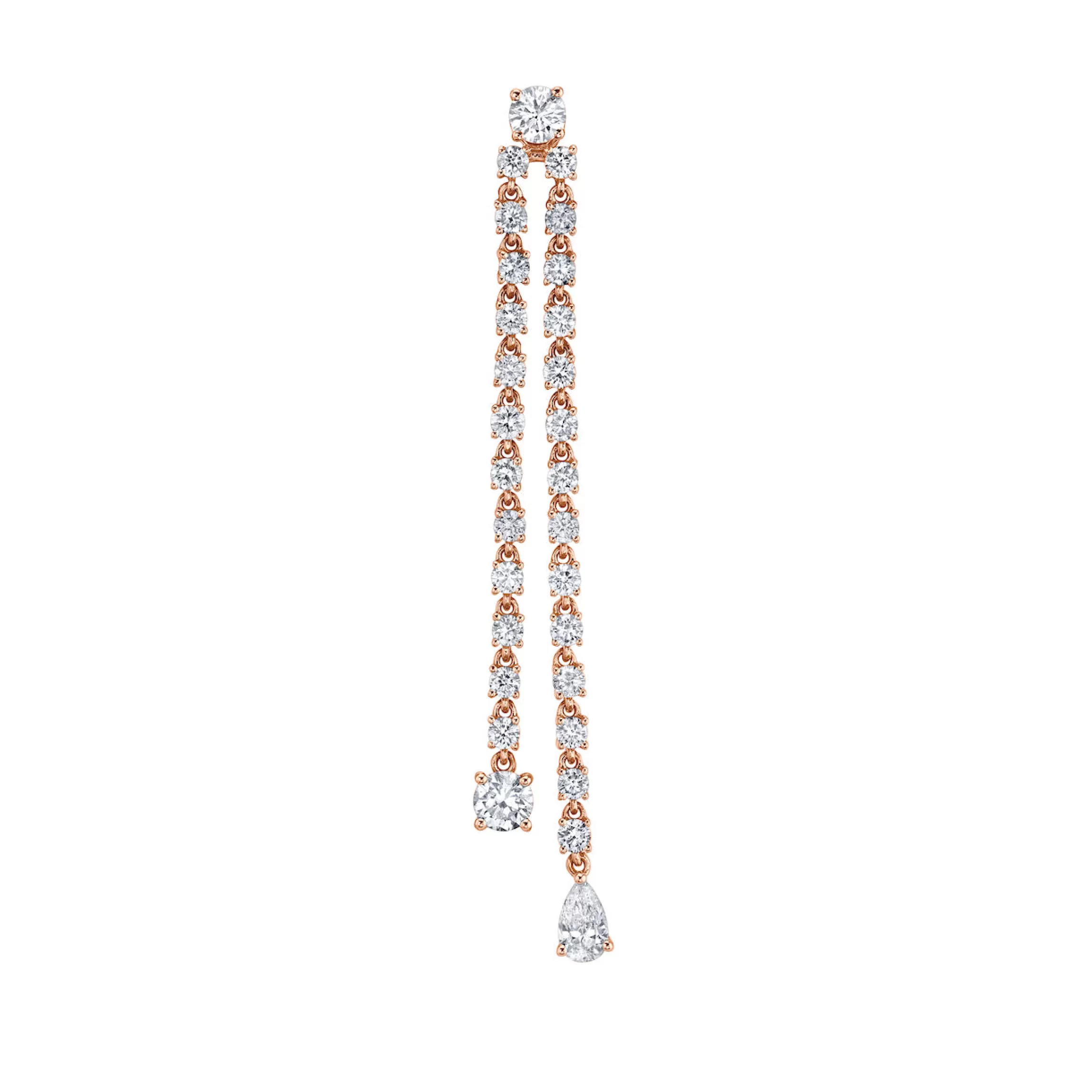 Anita Ko SINGLE DOUBLE DRAPED DIAMOND ROPE EARRING WITH ROUND AND PEAR DIAMOND DROPS