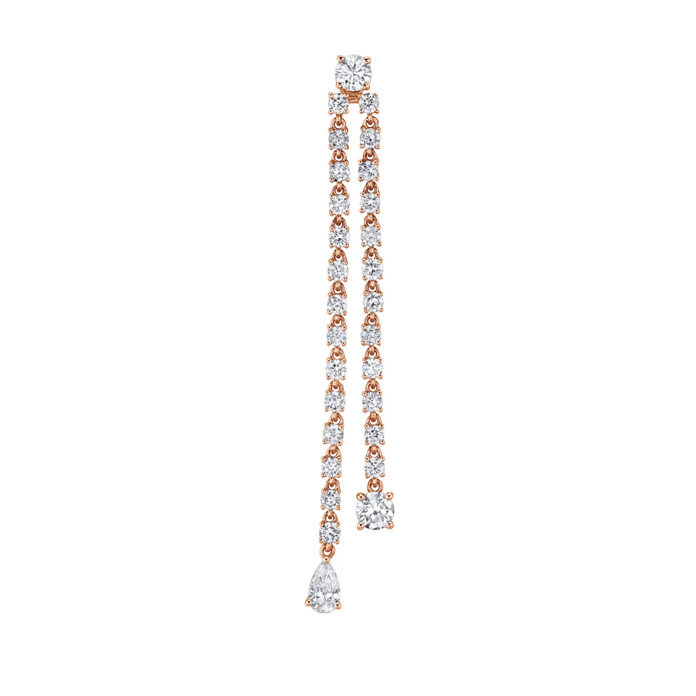 Anita Ko SINGLE DOUBLE DRAPED DIAMOND ROPE EARRING WITH ROUND AND PEAR DIAMOND DROPS