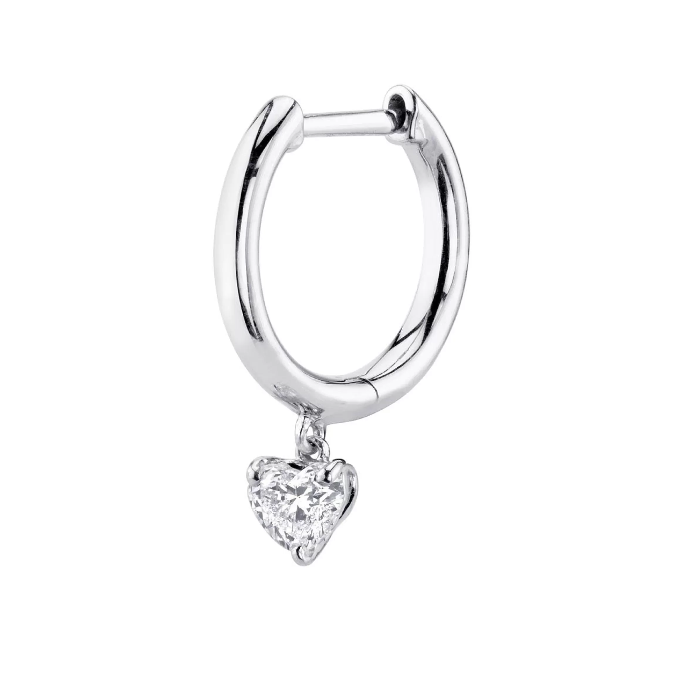 Anita Ko SINGLE HUGGIE WITH HEART DIAMOND DROP