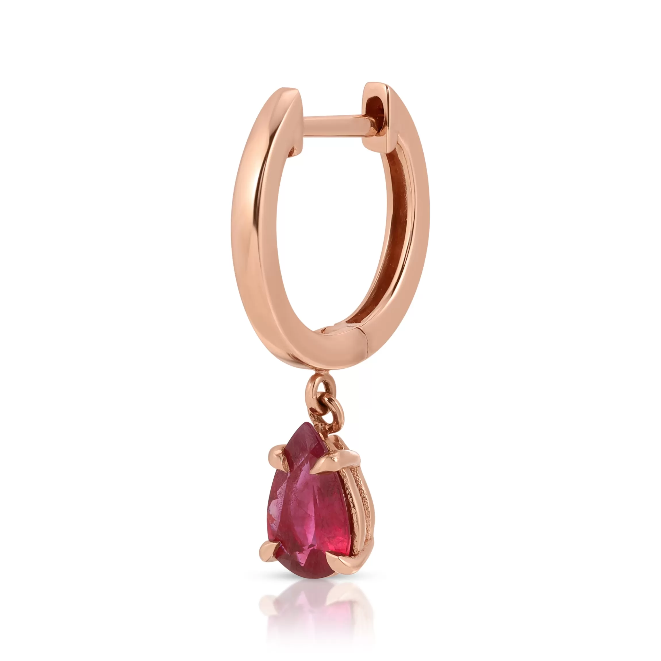 Anita Ko SINGLE HUGGIE WITH PEAR SHAPED RUBY DROP