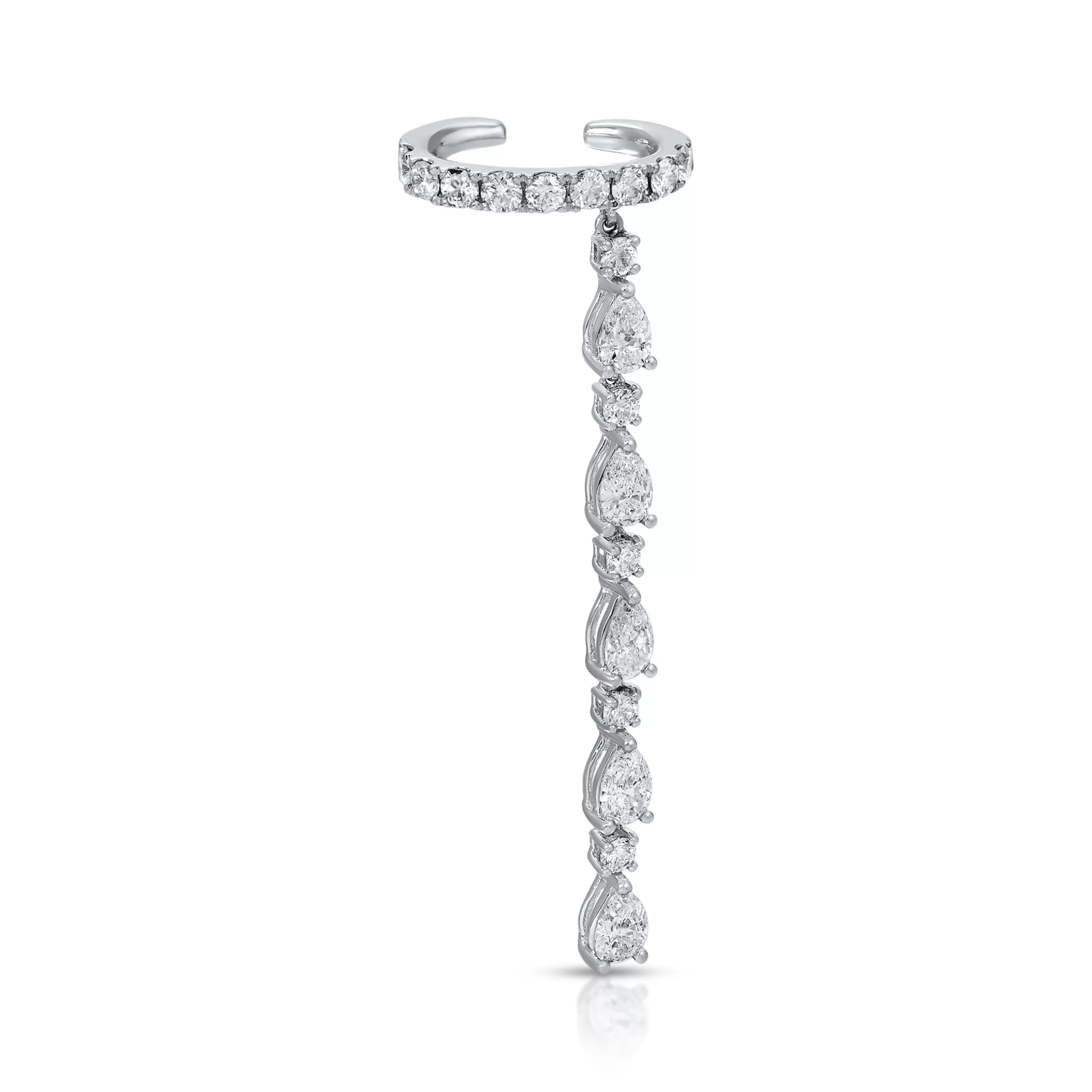 Anita Ko SINGLE ROW DIAMOND EAR CUFF WITH 5 PEAR AND ROUND DIAMOND DROPS