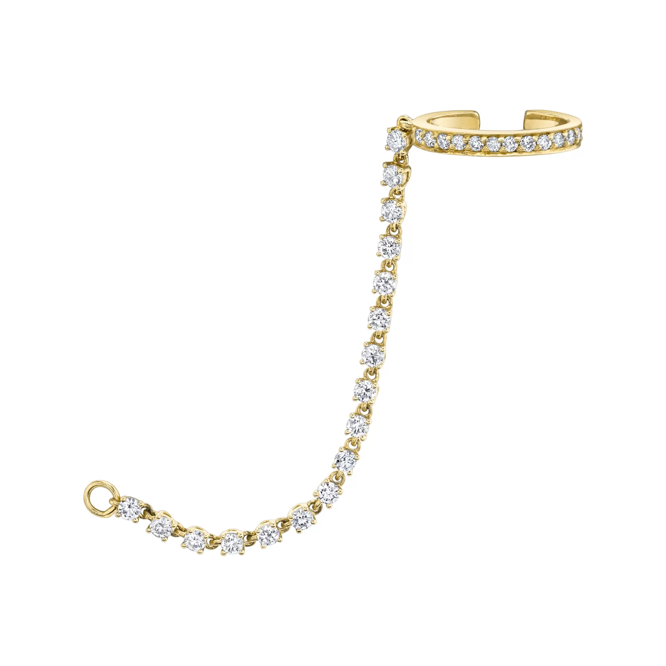 Anita Ko SINGLE ROW DIAMOND EAR CUFF WITH ROPE DIAMOND CHAIN