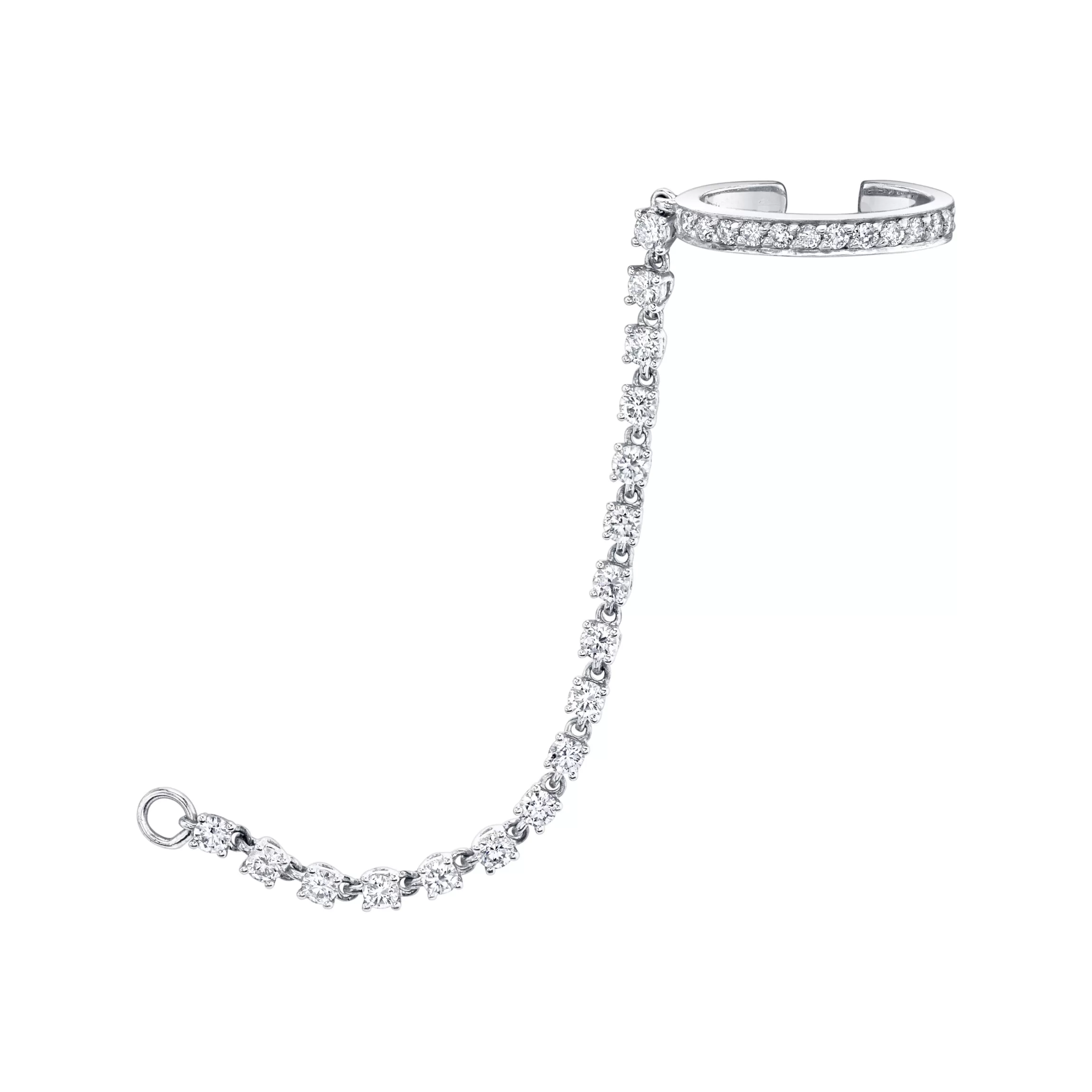 Anita Ko SINGLE ROW DIAMOND EAR CUFF WITH ROPE DIAMOND CHAIN