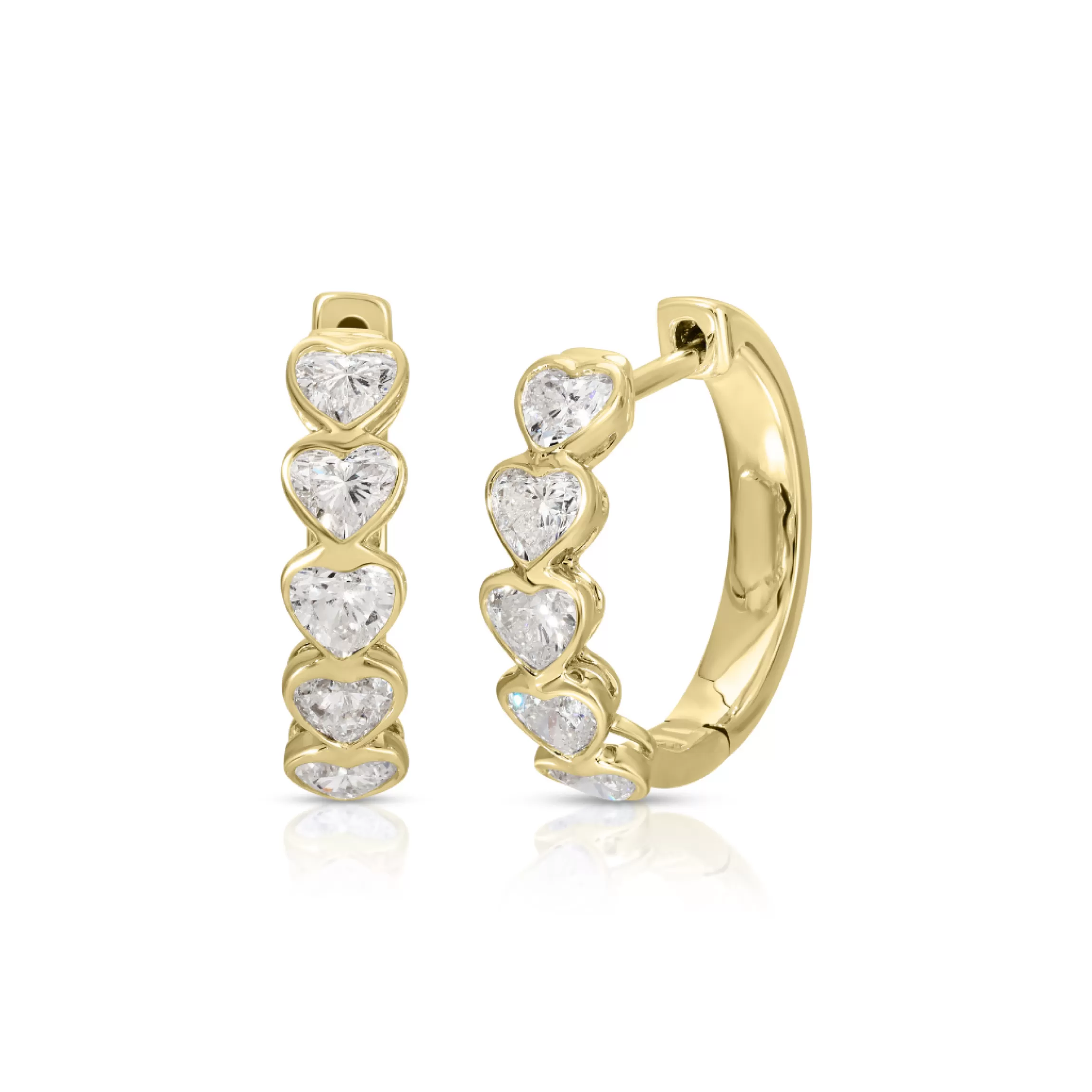 Anita Ko SMALL BEZEL HEART DIAMOND HOOPS