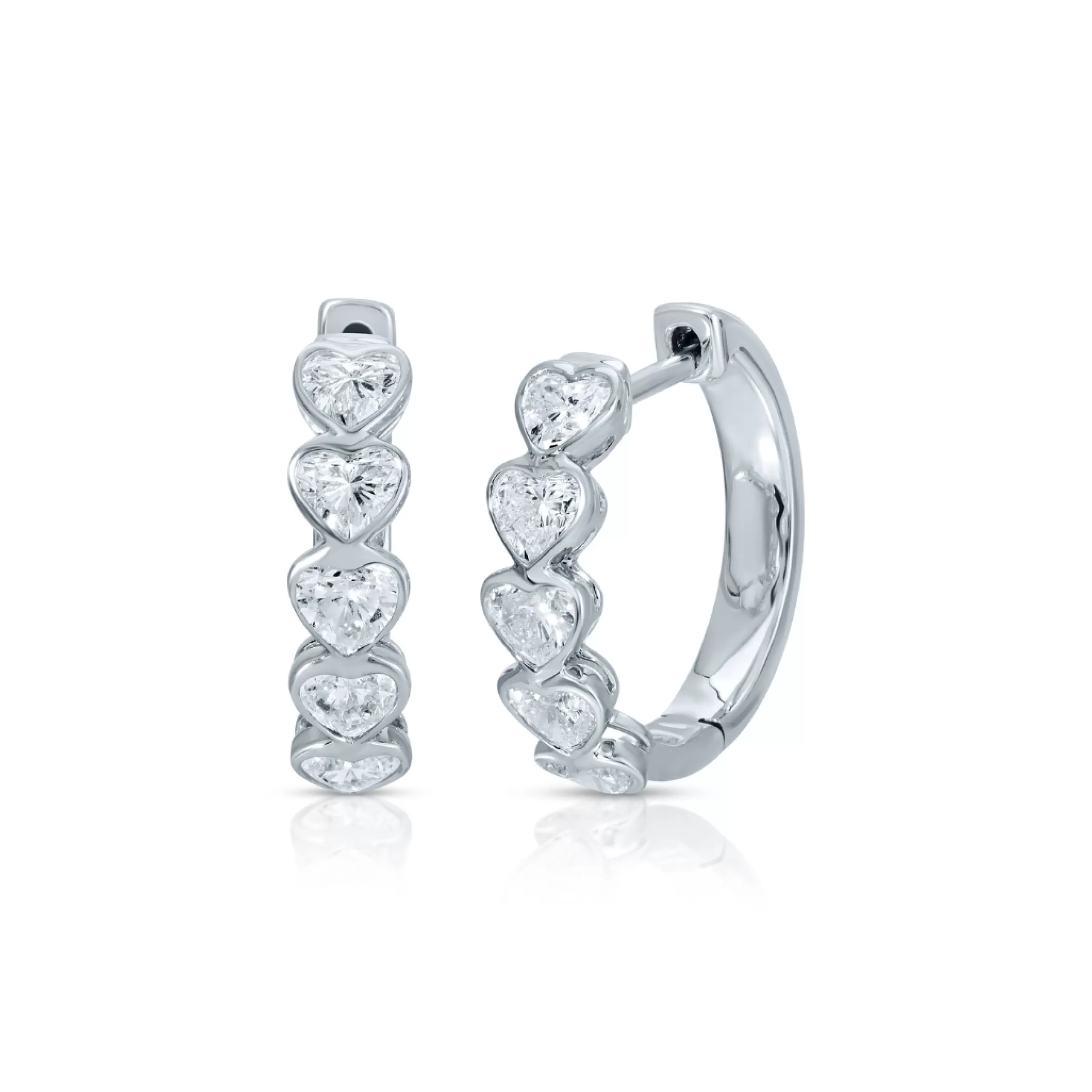 Anita Ko SMALL BEZEL HEART DIAMOND HOOPS