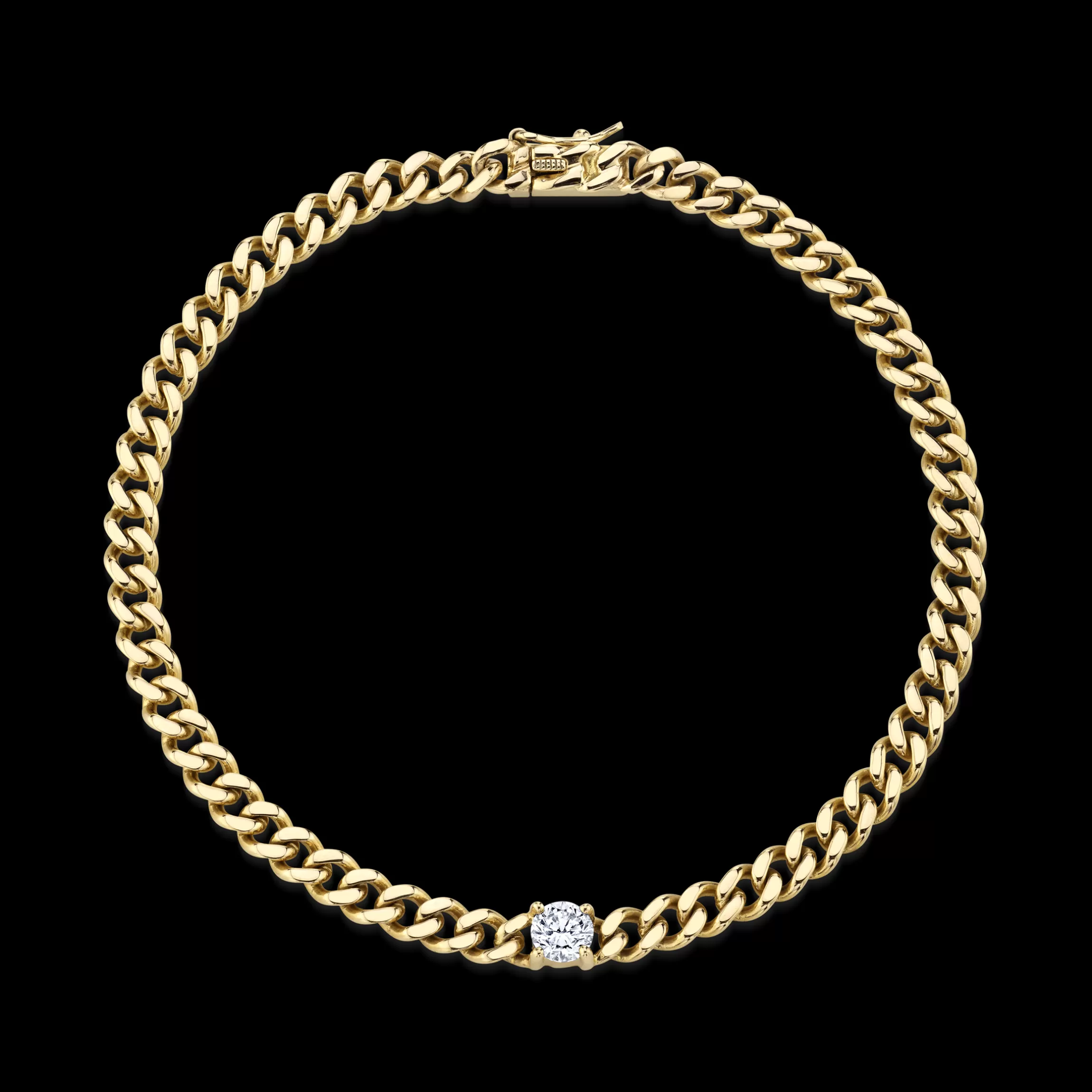 Anita Ko SMALL CUBAN LINK BRACELET WITH ROUND DIAMOND CENTER