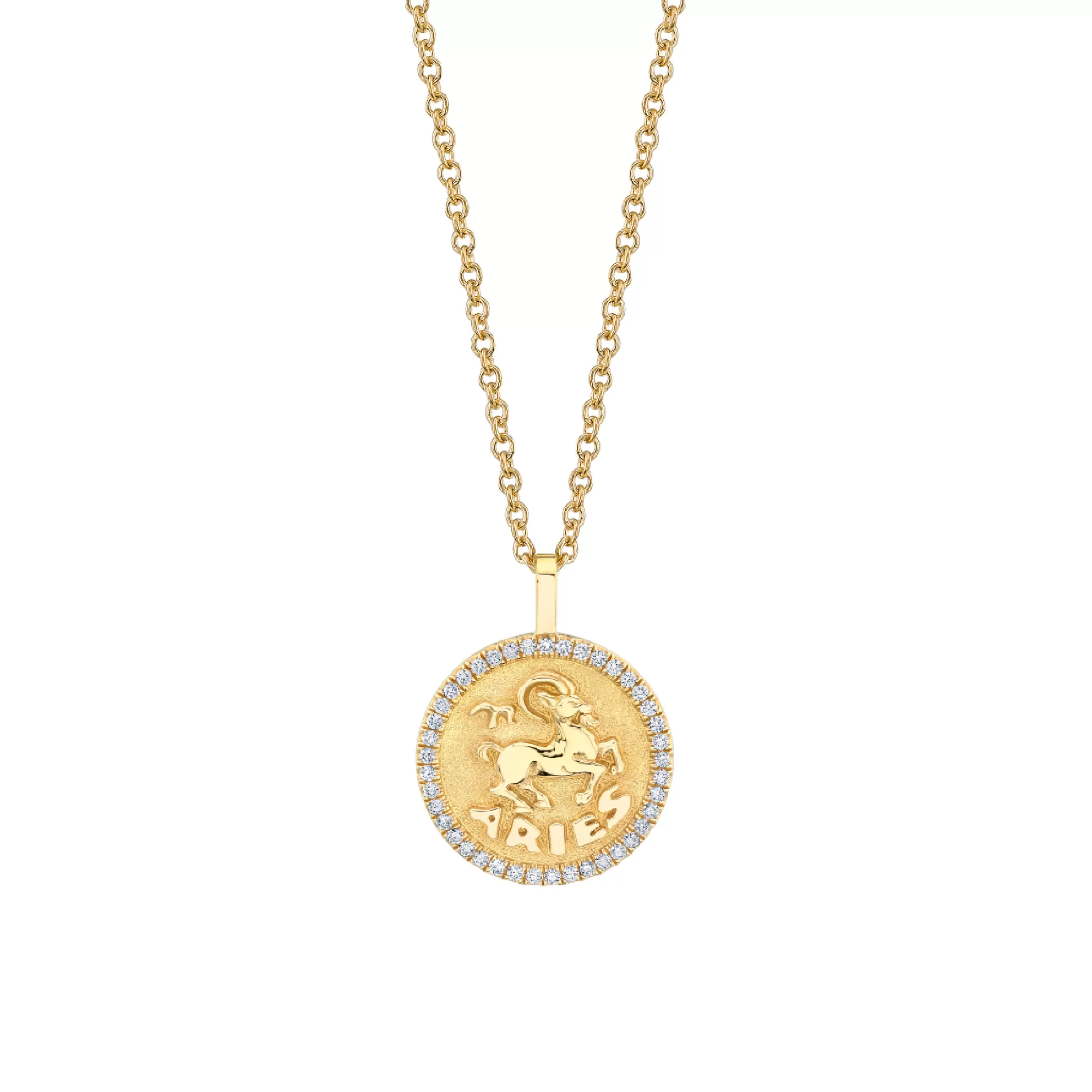 Anita Ko SMALL ZODIAC COIN PENDANT WITH DIAMOND FRAME