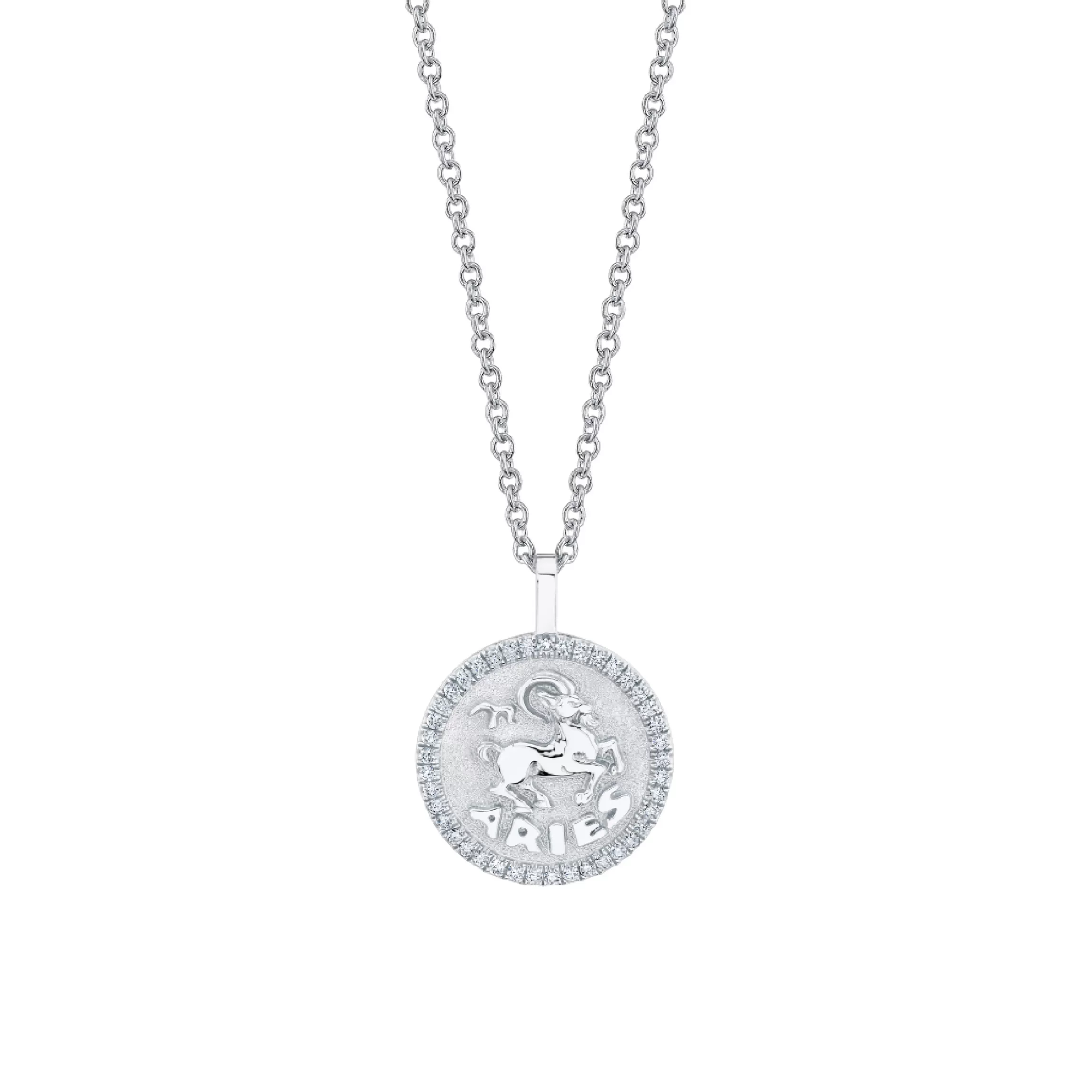 Anita Ko SMALL ZODIAC COIN PENDANT WITH DIAMOND FRAME