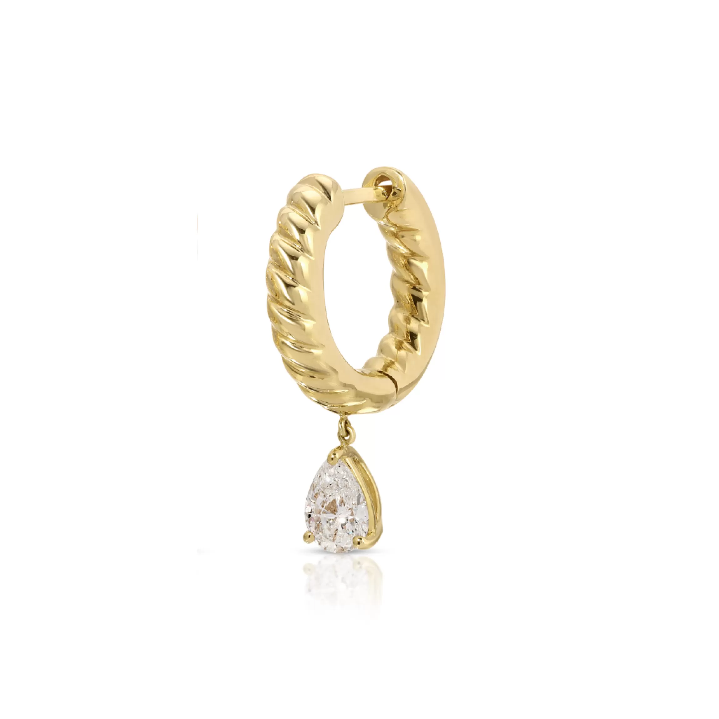 Anita Ko SMALL ZOE HUGGIE WITH PEAR DIAMOND DROP