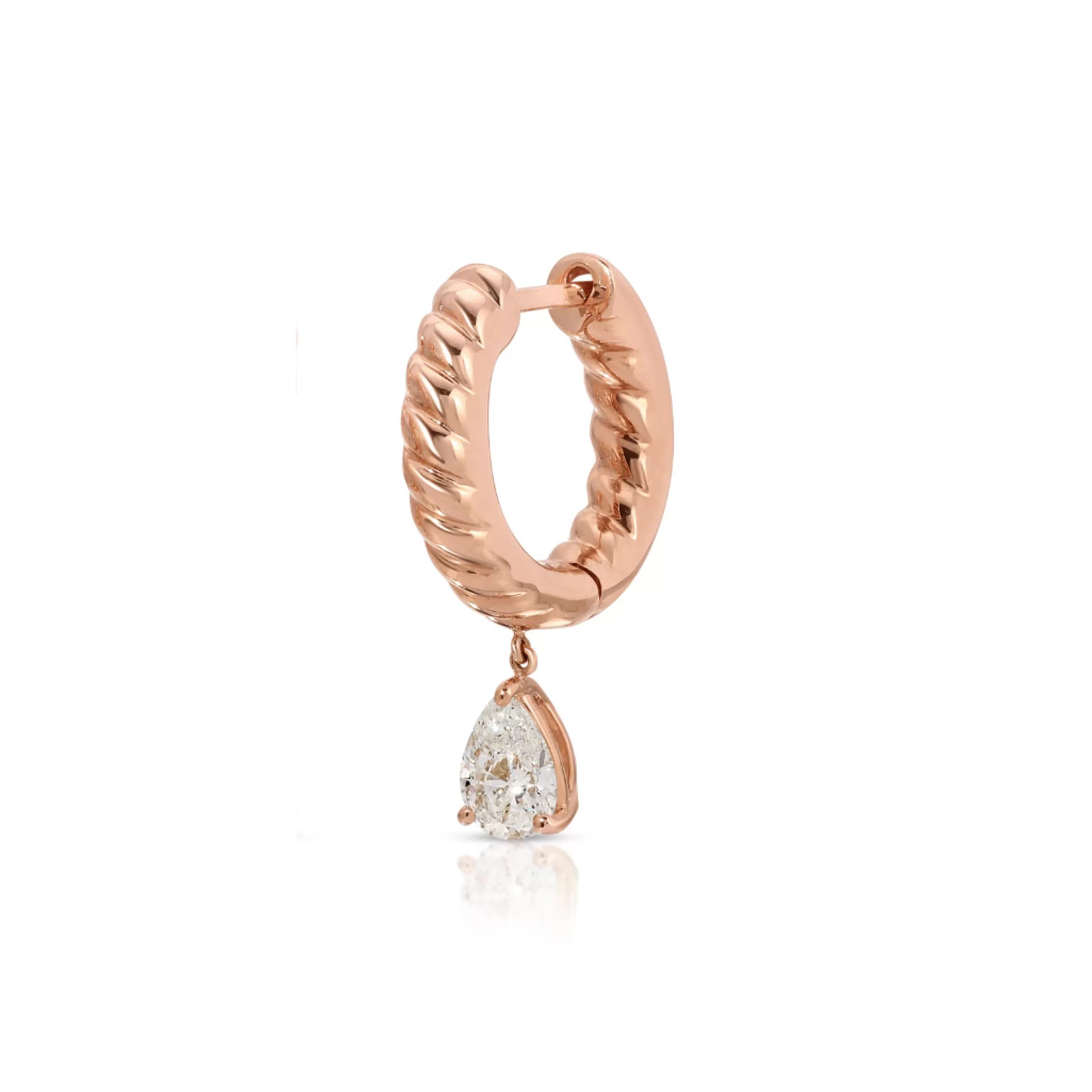 Anita Ko SMALL ZOE HUGGIE WITH PEAR DIAMOND DROP