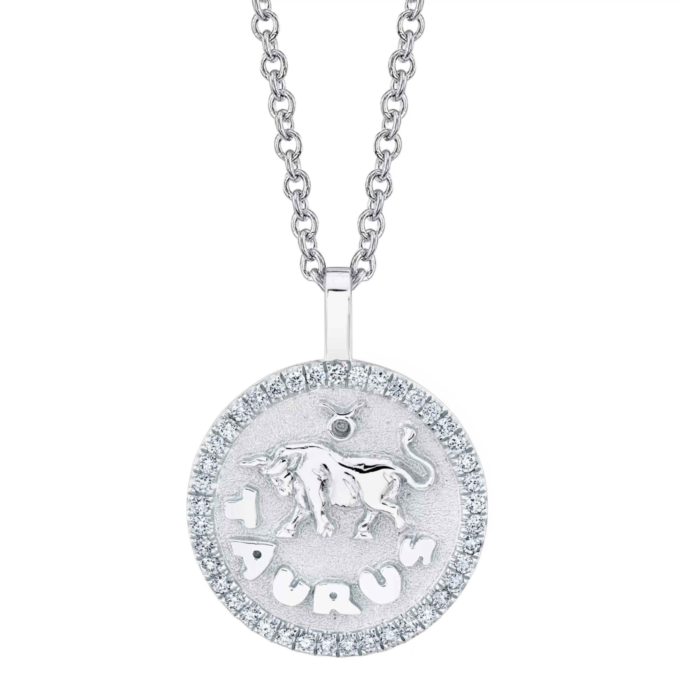 Anita Ko TAURUS ZODIAC COIN PENDANT WITH DIAMOND FRAME