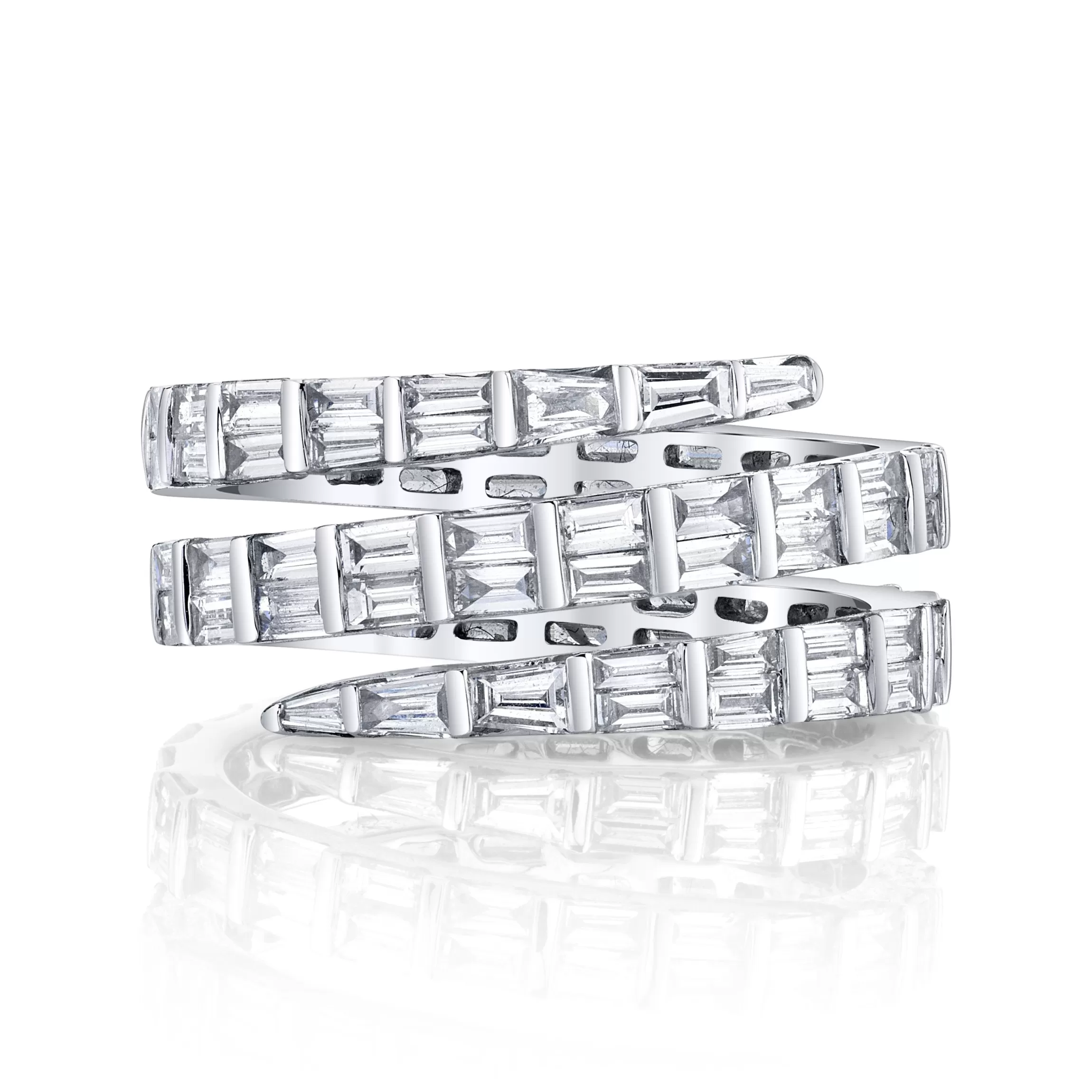 Anita Ko THREE ROW BAGUETTE DIAMOND COIL RING