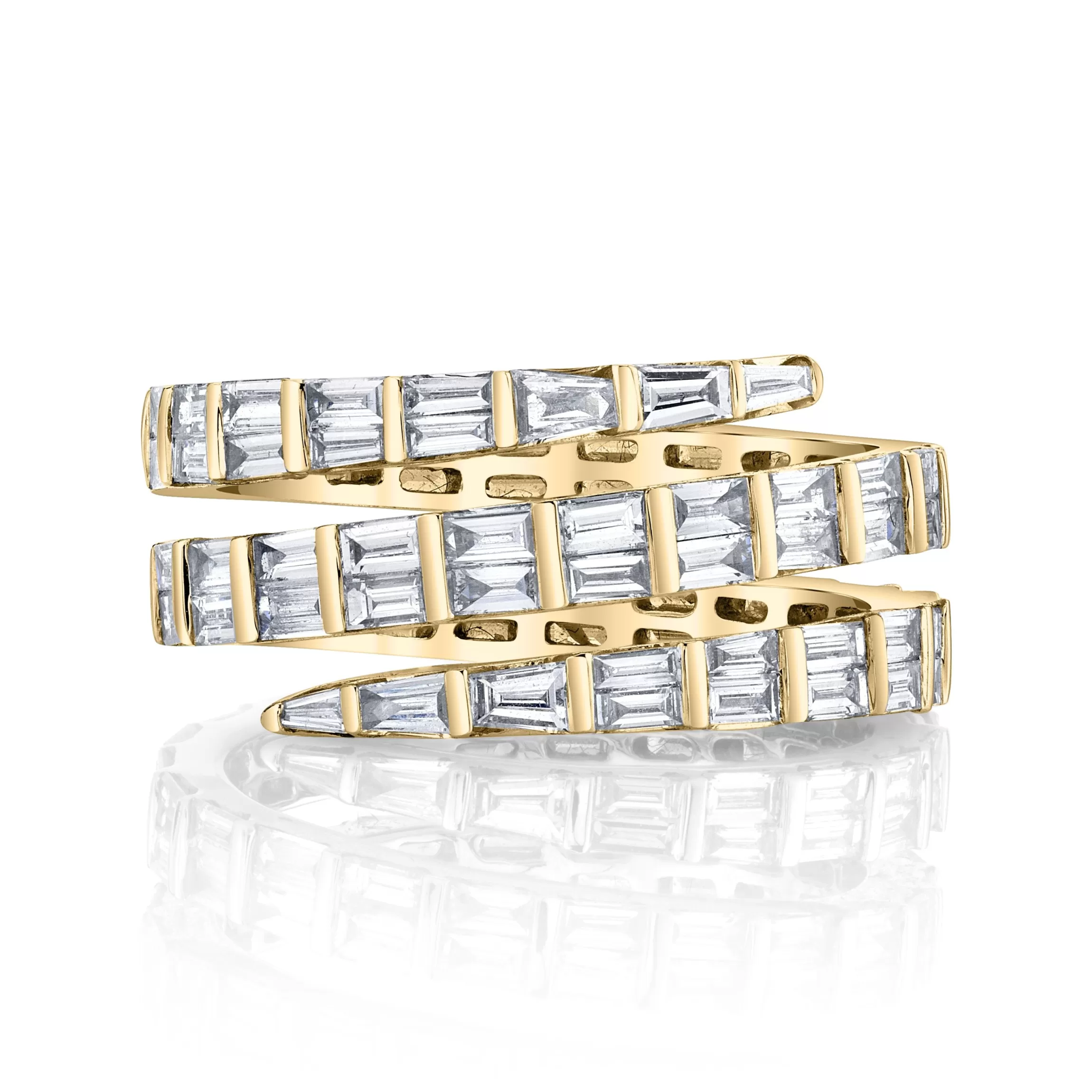 Anita Ko THREE ROW BAGUETTE DIAMOND PINKY COIL RING