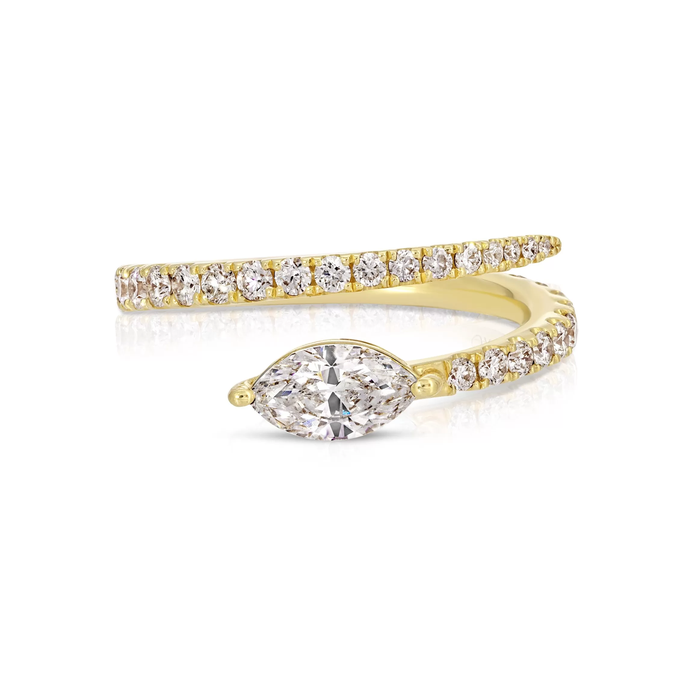 Anita Ko TWO ROW DIAMOND COIL RING WITH MARQUISE DIAMOND