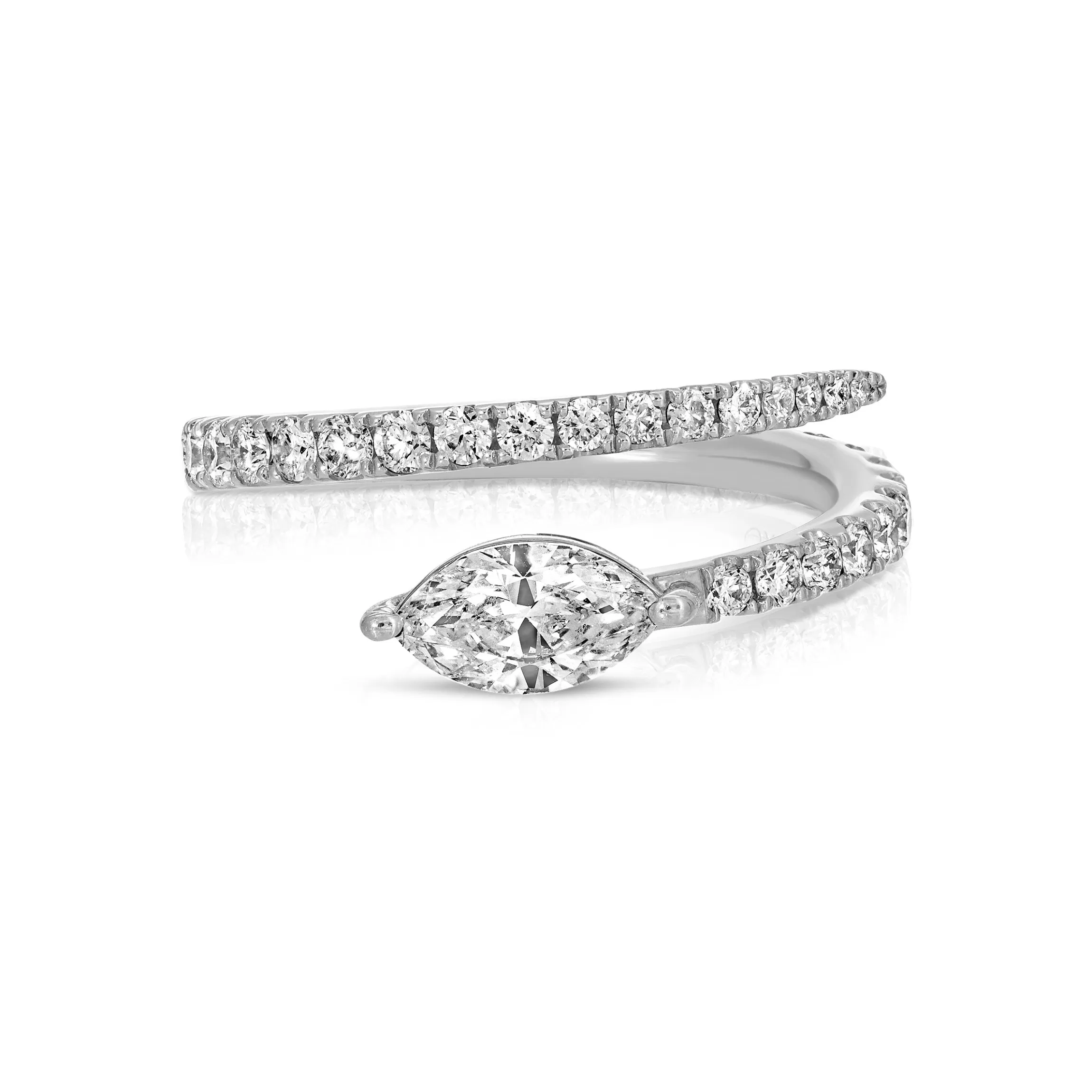 Anita Ko TWO ROW DIAMOND COIL RING WITH MARQUISE DIAMOND