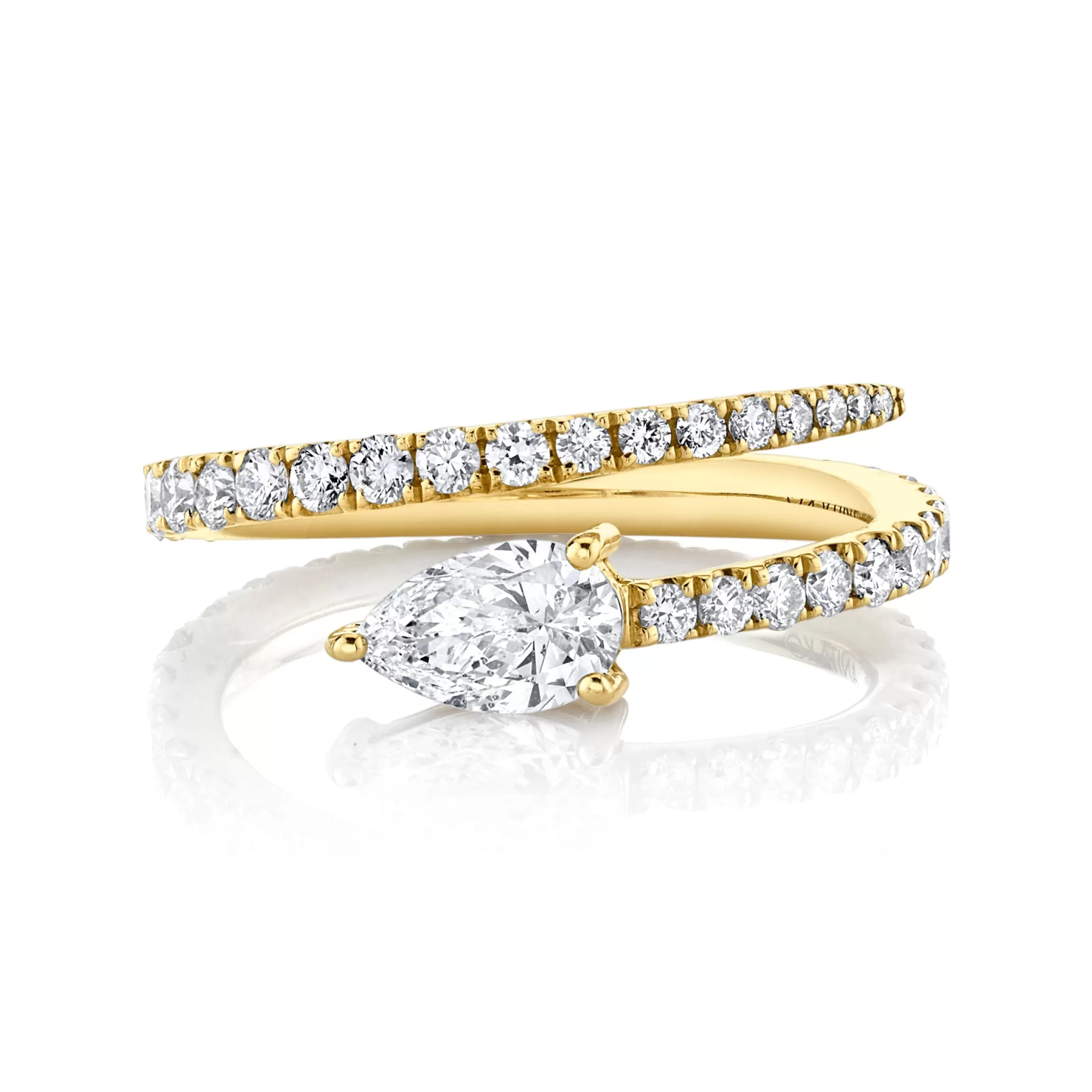 Anita Ko TWO ROW DIAMOND COIL RING WITH PEAR DIAMOND