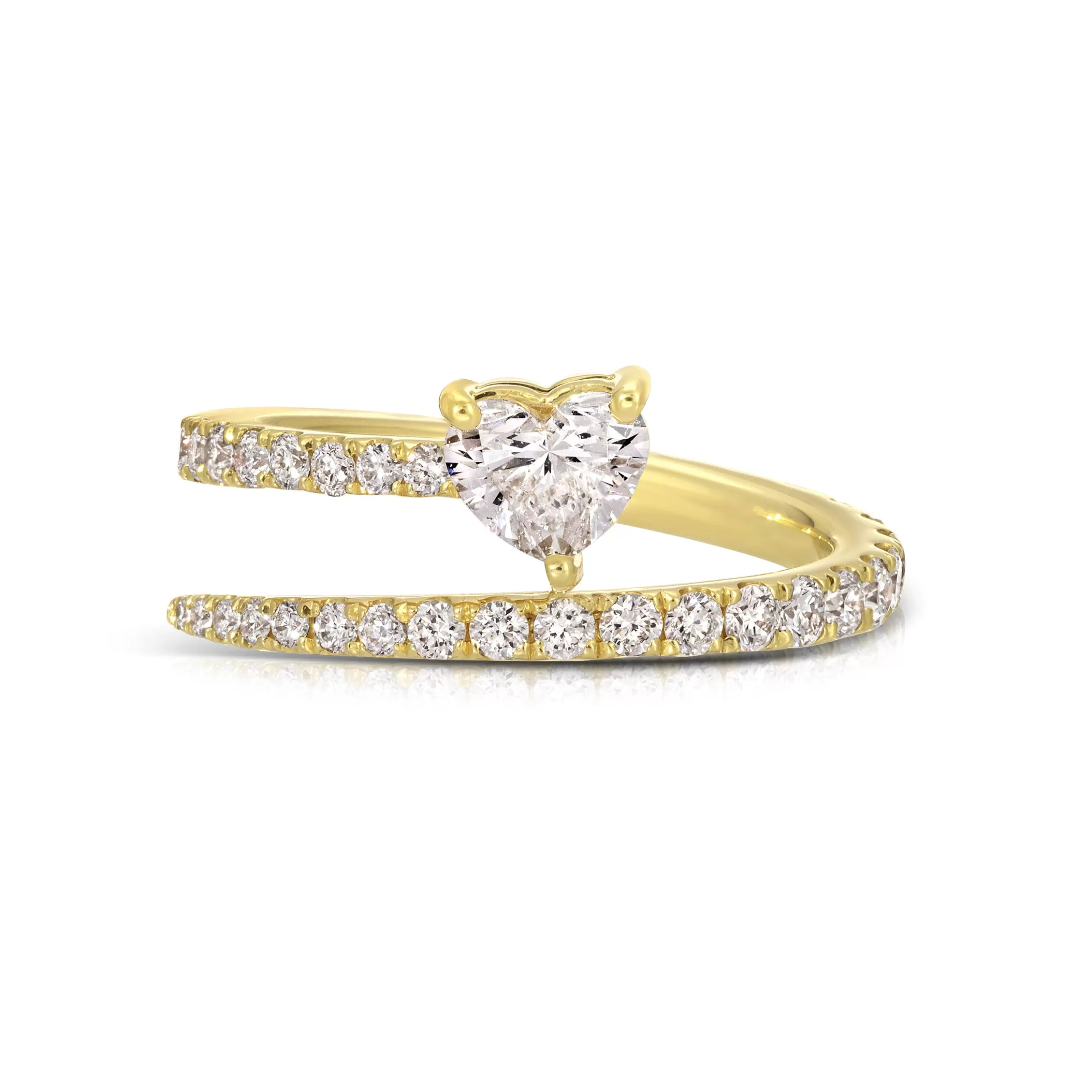 Anita Ko TWO ROW PAVE COIL RING WITH HEART DIAMOND POINT