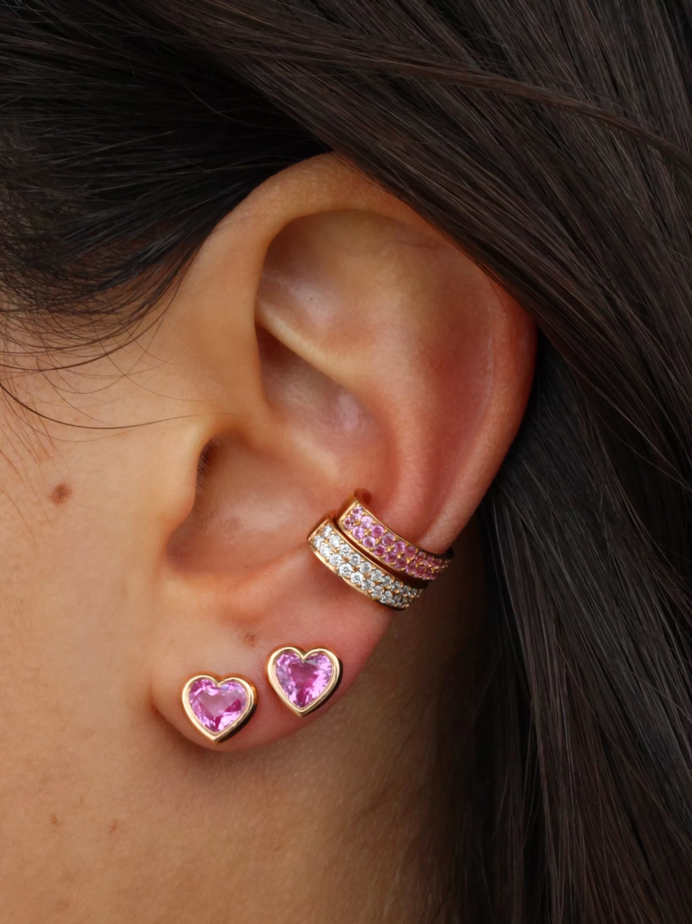 Anita Ko TWO ROW PINK SAPPHIRE EAR CUFF