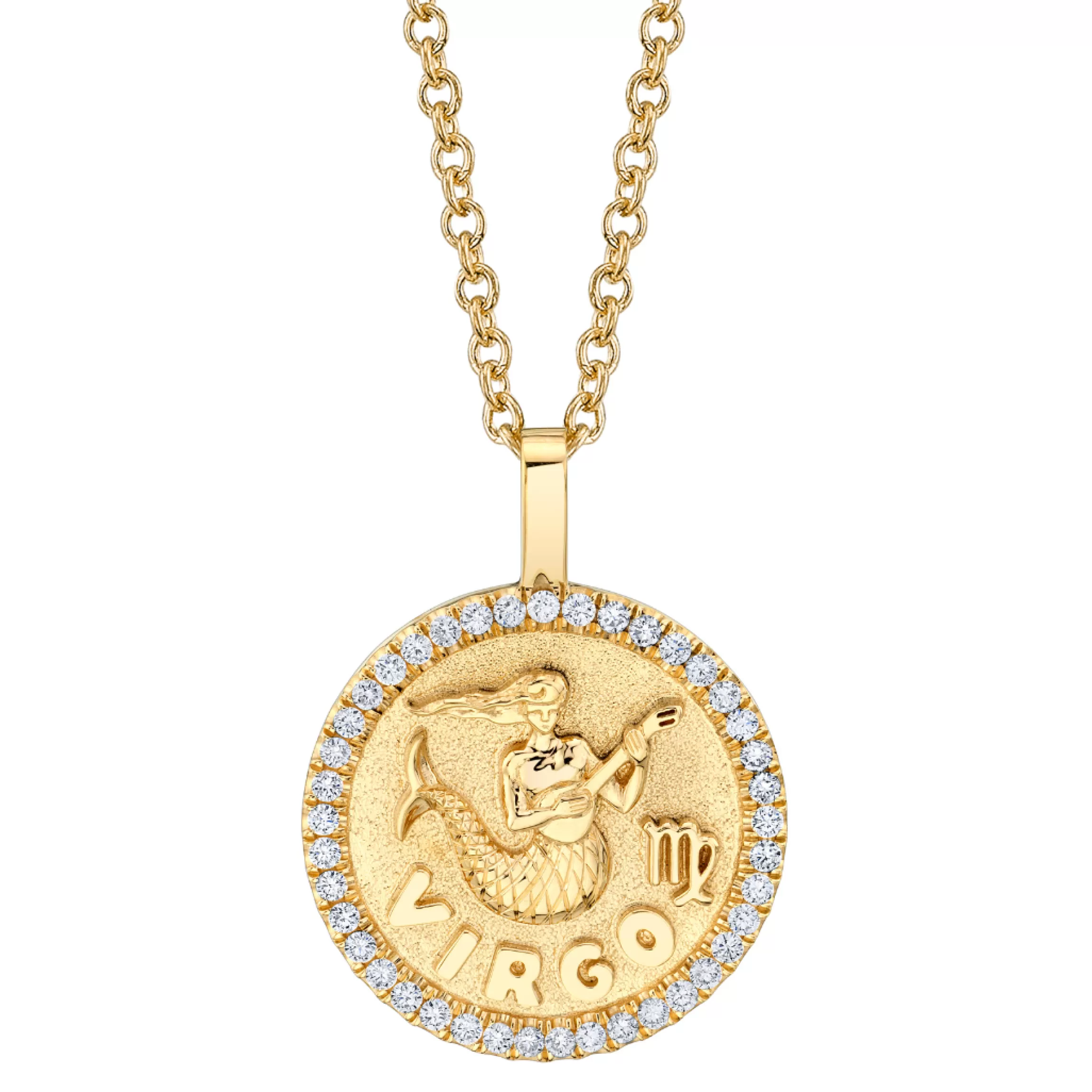 Anita Ko VIRGO ZODIAC COIN PENDANT WITH DIAMOND FRAME