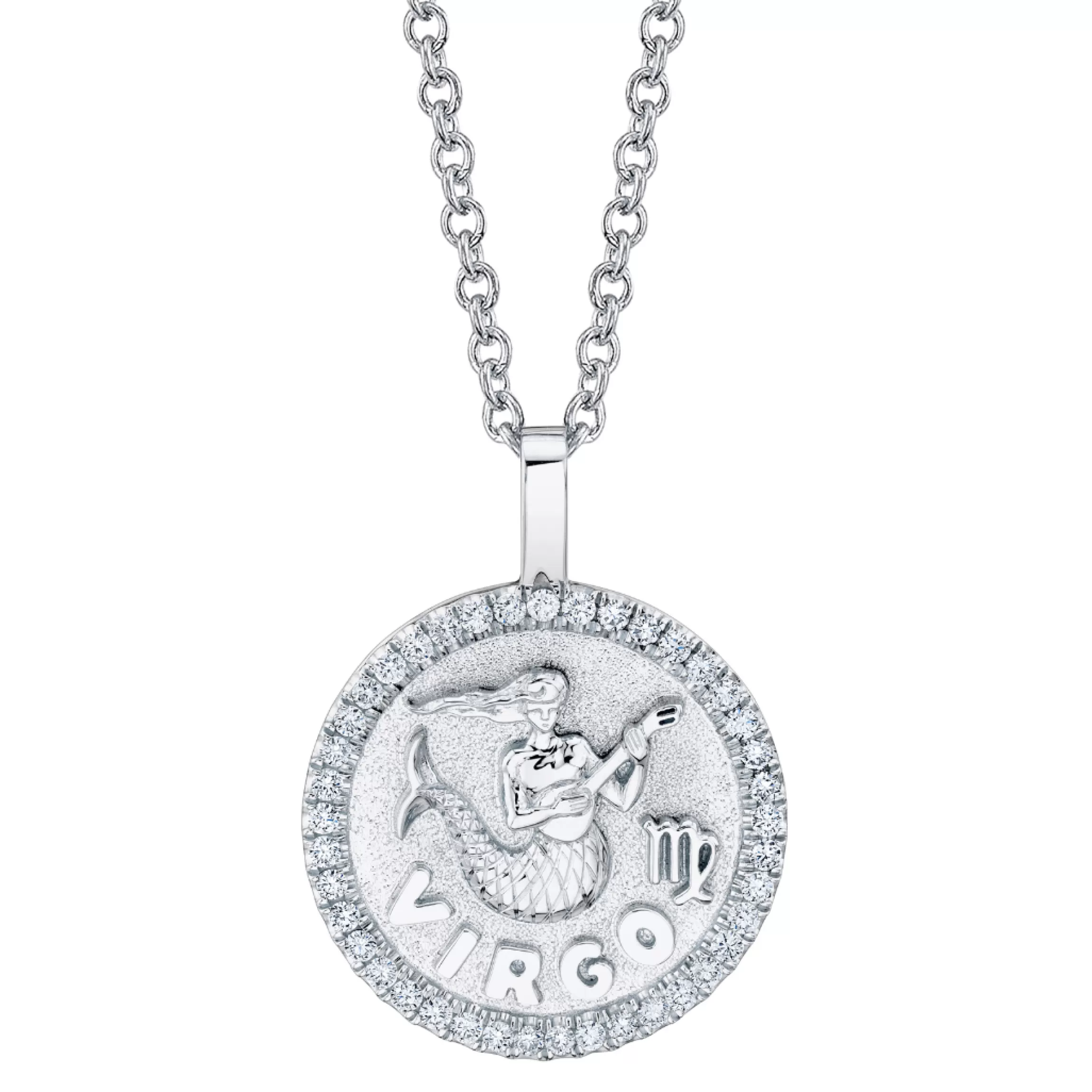 Anita Ko VIRGO ZODIAC COIN PENDANT WITH DIAMOND FRAME