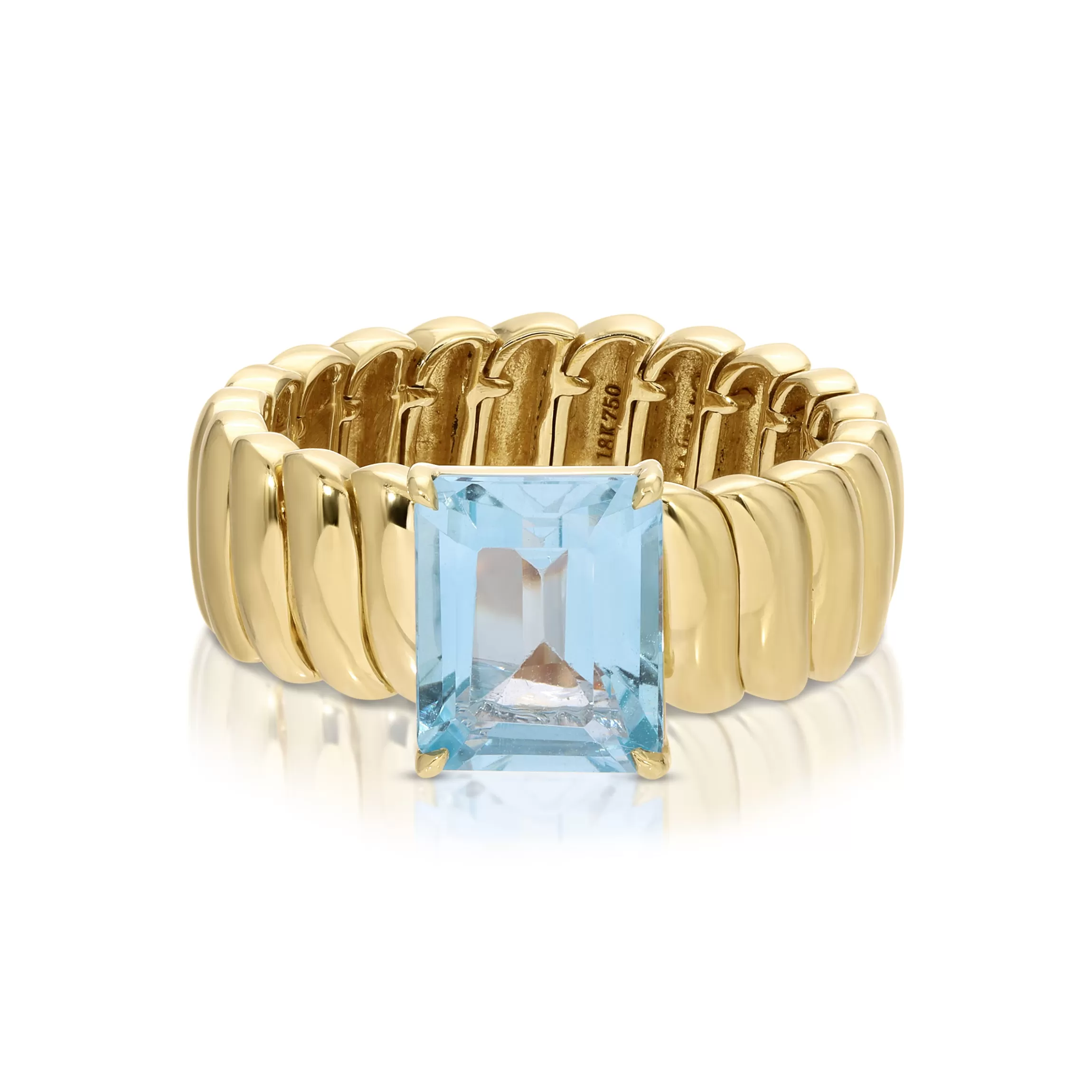 Anita Ko ZOE RING WITH BLUE TOPAZ EMERALD CUT CENTER